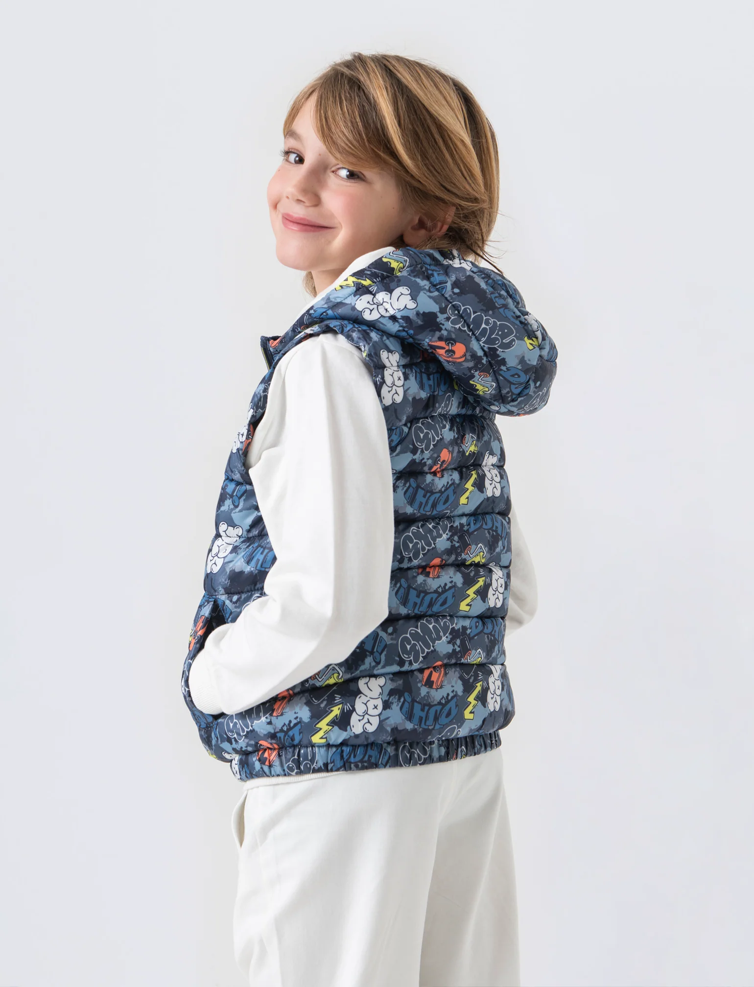 Gilet trapuntato leggero da bambino - Fantasia - Image 2