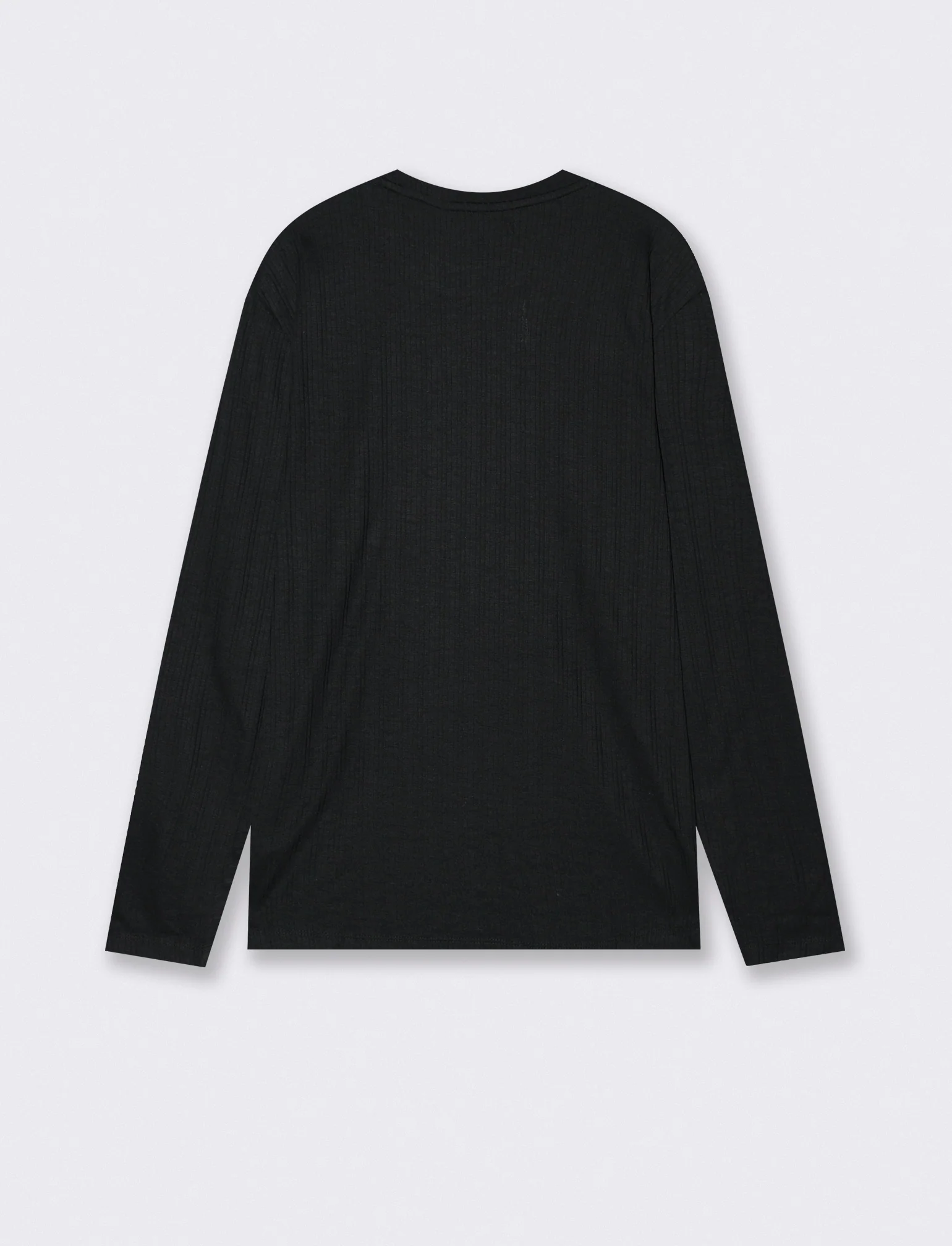 Girocollo a coste effetto maglia lungo - Nero - Image 2