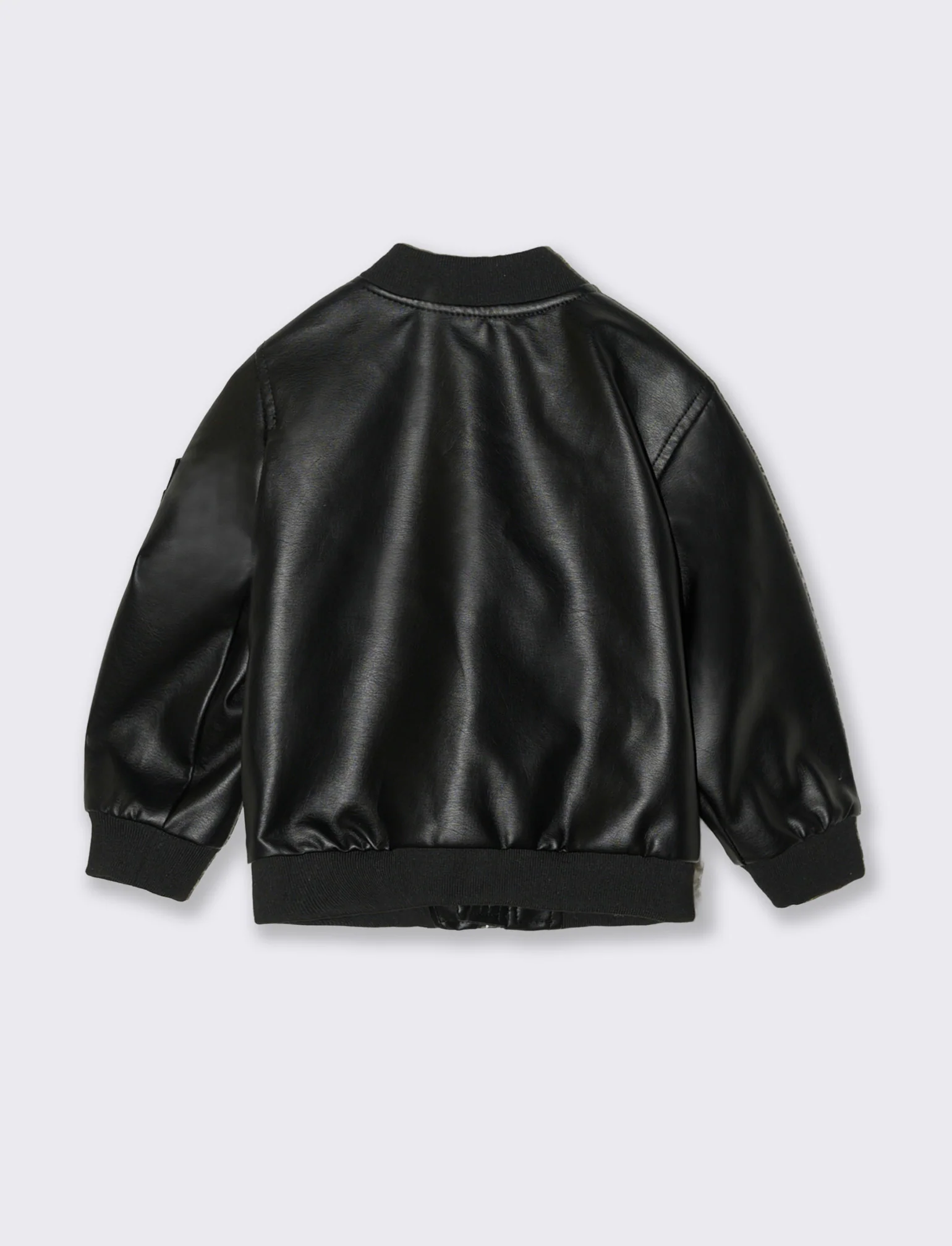 Giubbino bomber in eco-pelle con tasche - Nero - Image 2