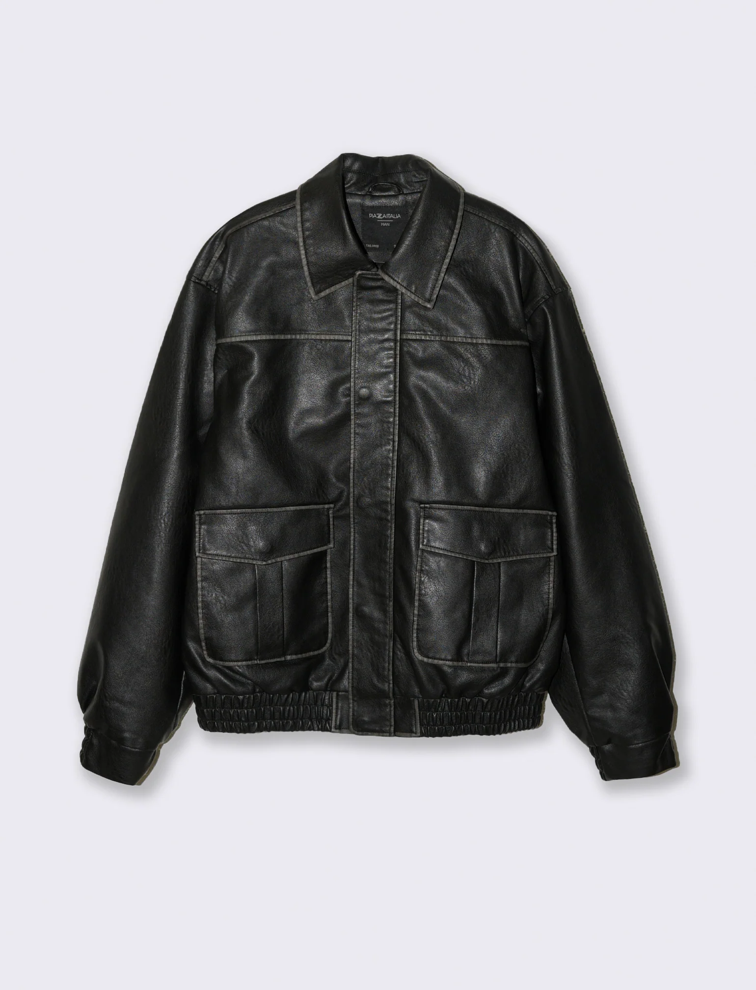 GIUBBOTTO AVIATOR EFFETTO PELLE - Nero