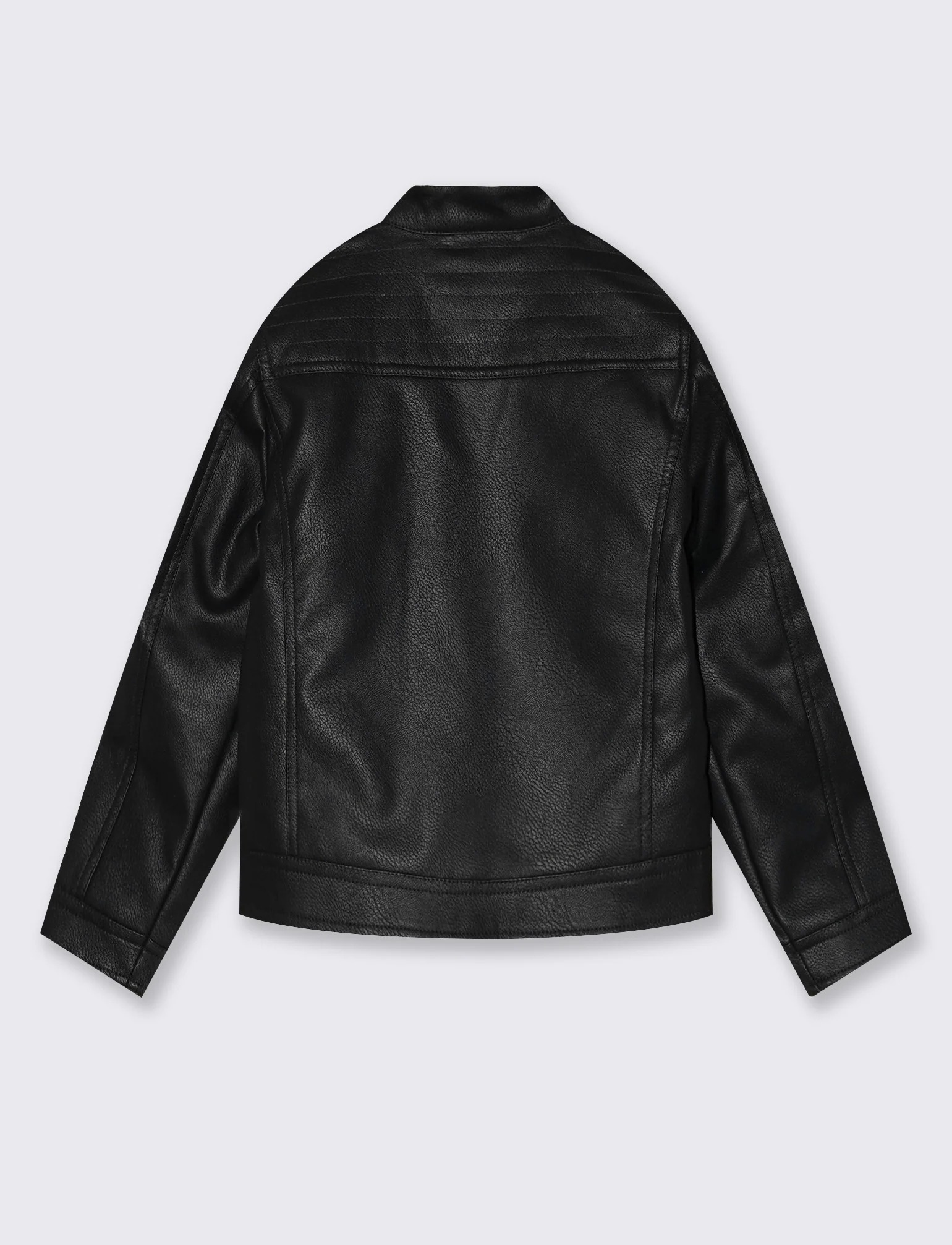 Giubbotto Biker con collo rotondo e cerniera - Nero - Image 2