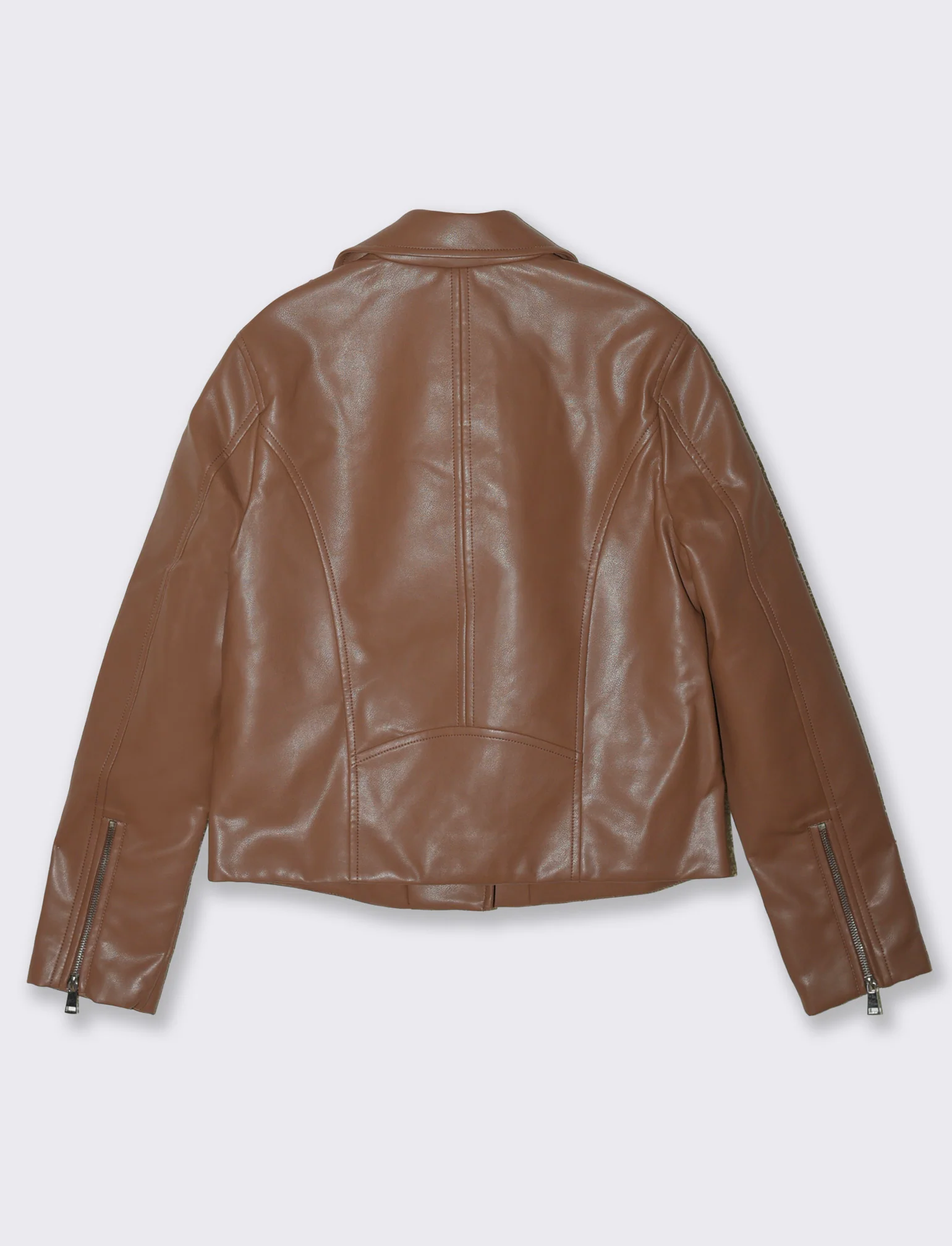 Giubbotto Biker in Tessuto Pelle - Marrone - Image 2
