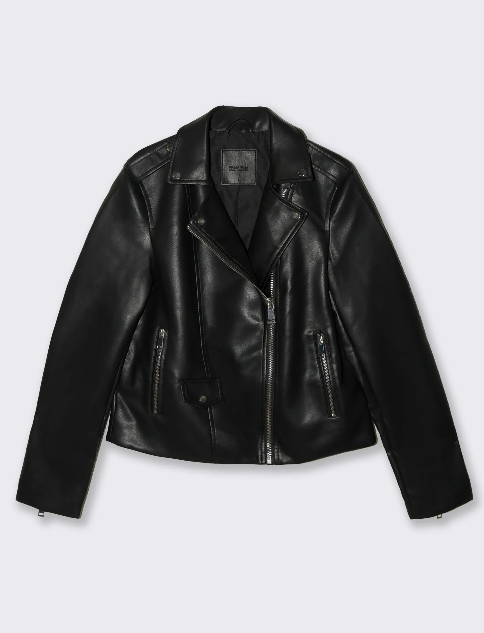 Giubbotto Biker in Tessuto Pelle - Nero - Image 4