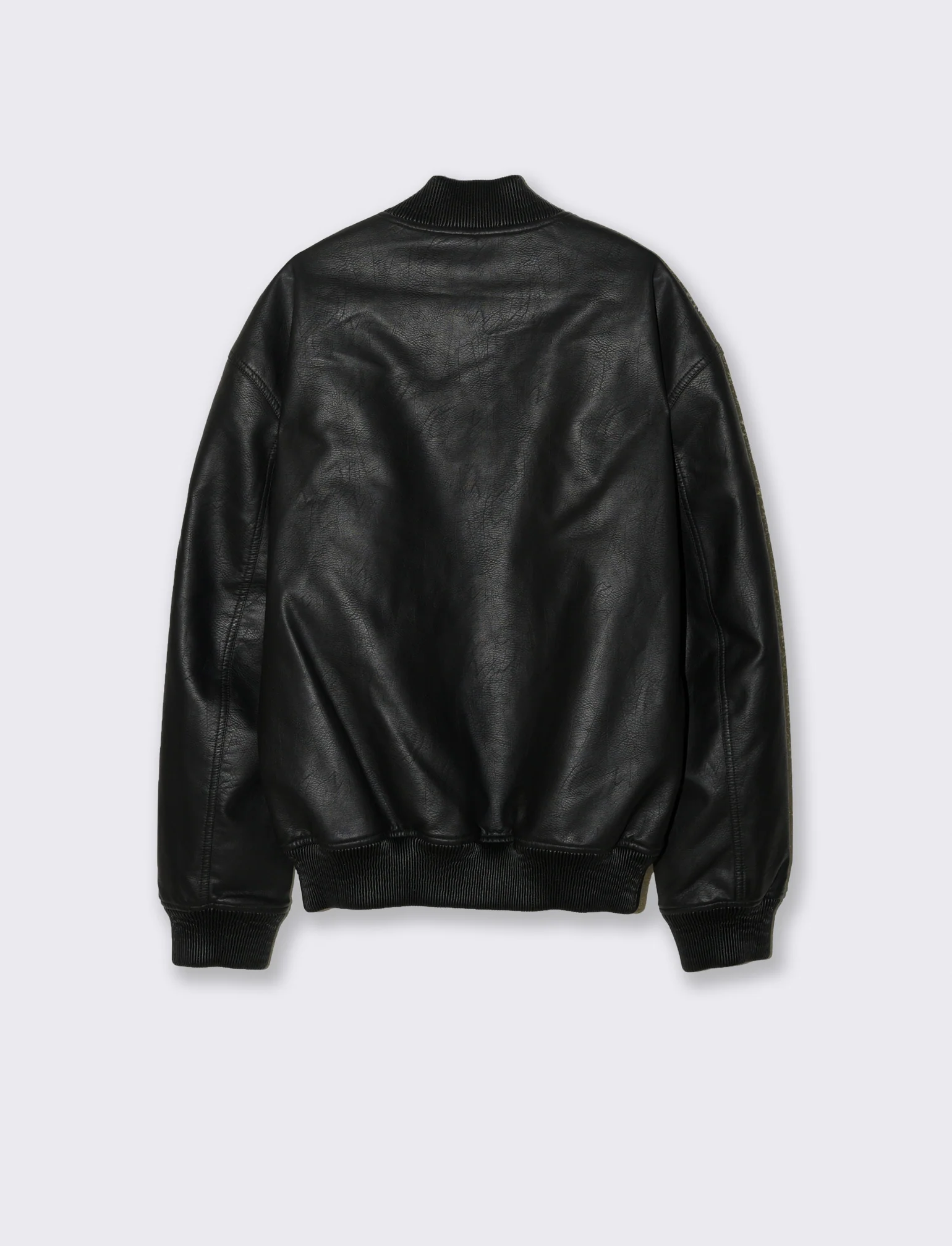 GIUBBOTTO BOMBER CON TAGLI EFFETTO PELLE - Nero - Image 2