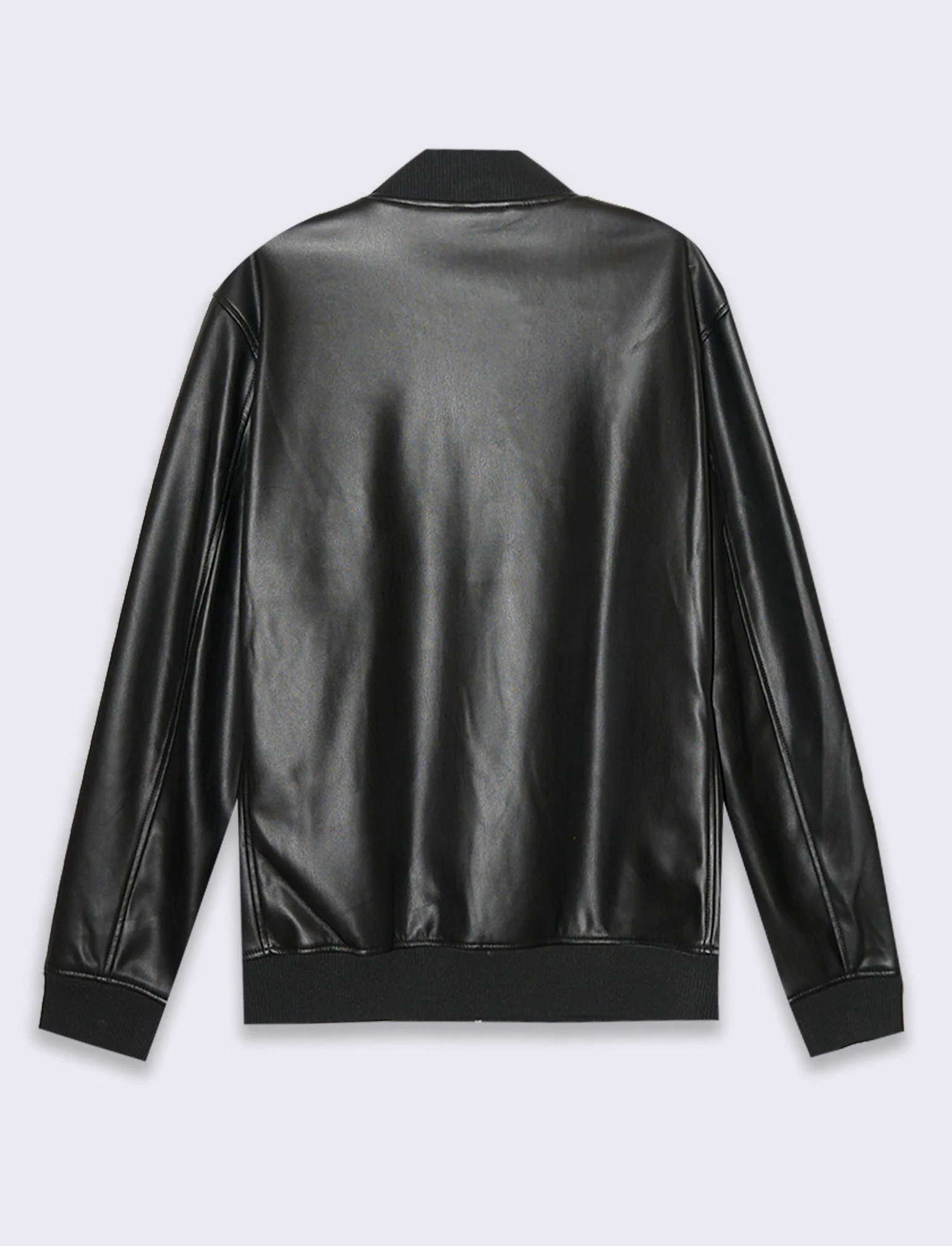 Giubbotto bomber effetto pelle da uomo - Nero - Image 5