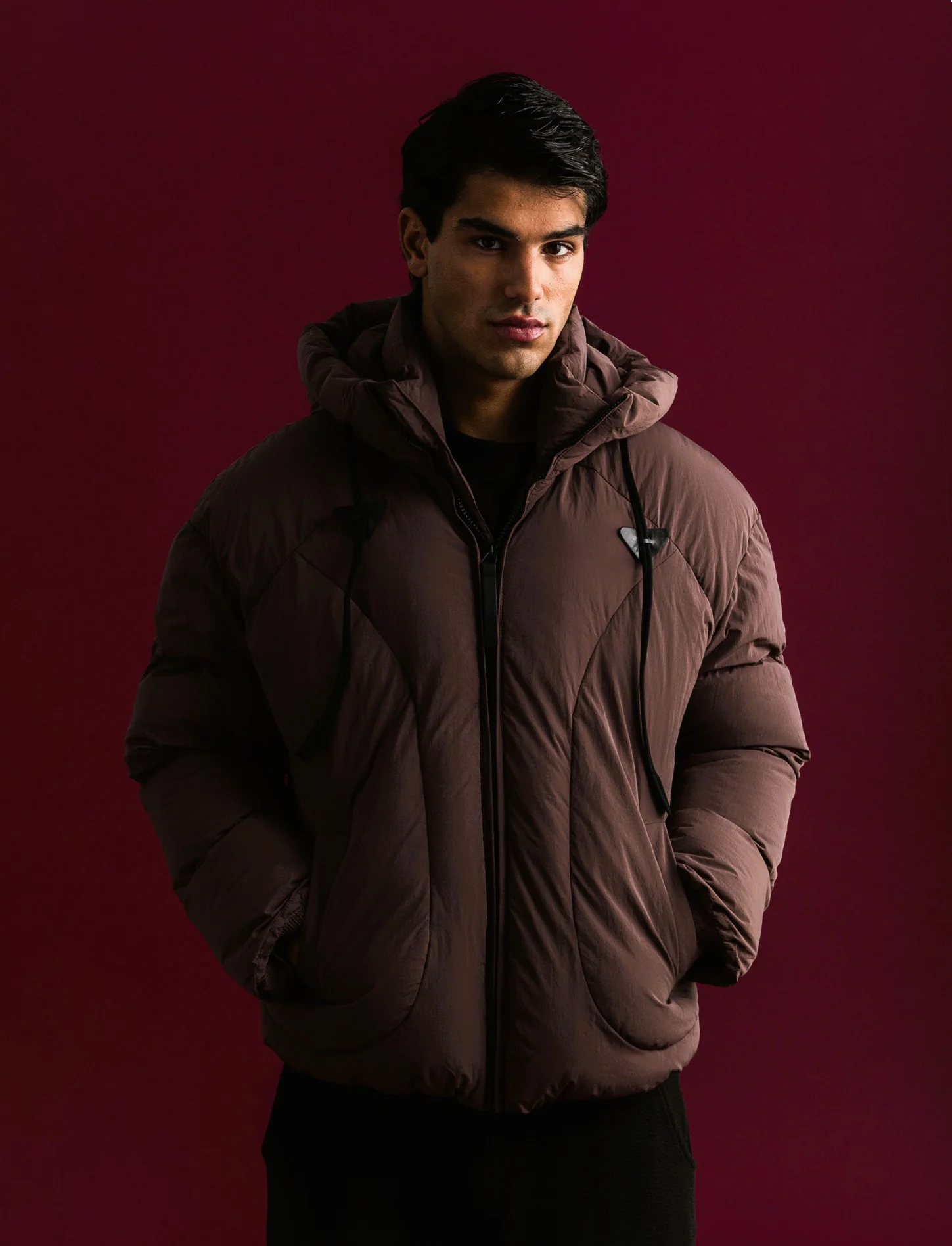 GIUBBOTTO  BOXY FIT CON CAPPUCCIO - cipolla - Image 2