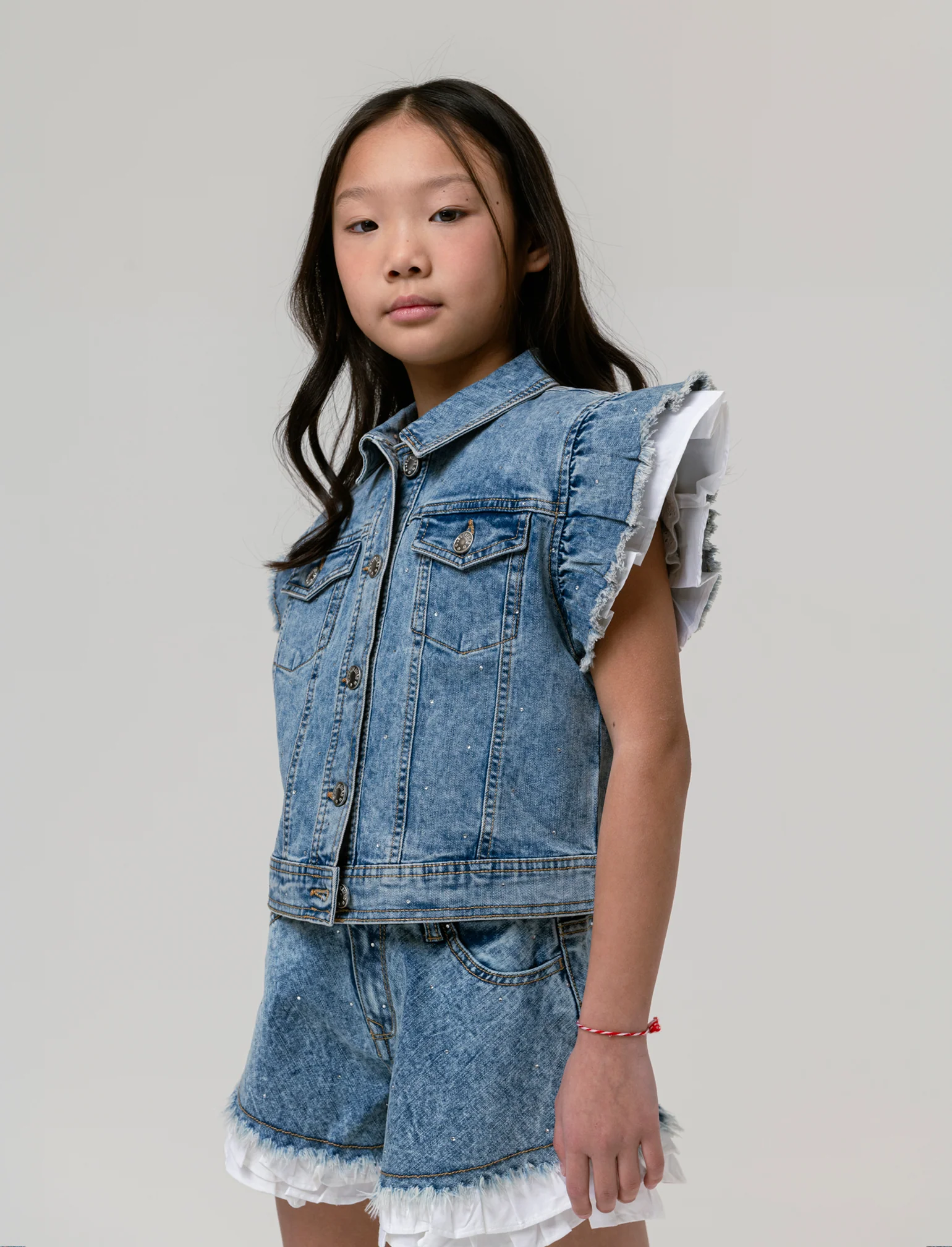 Giubbotto denim strass da bambina - Denim