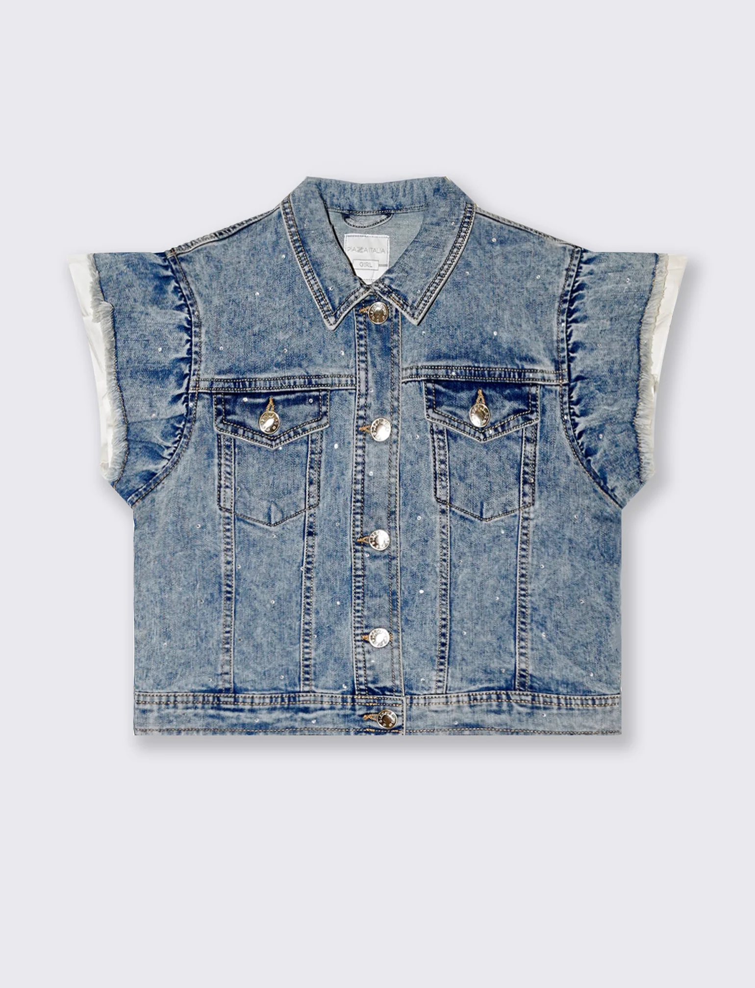 Giubbotto denim strass da bambina - Denim - Image 4