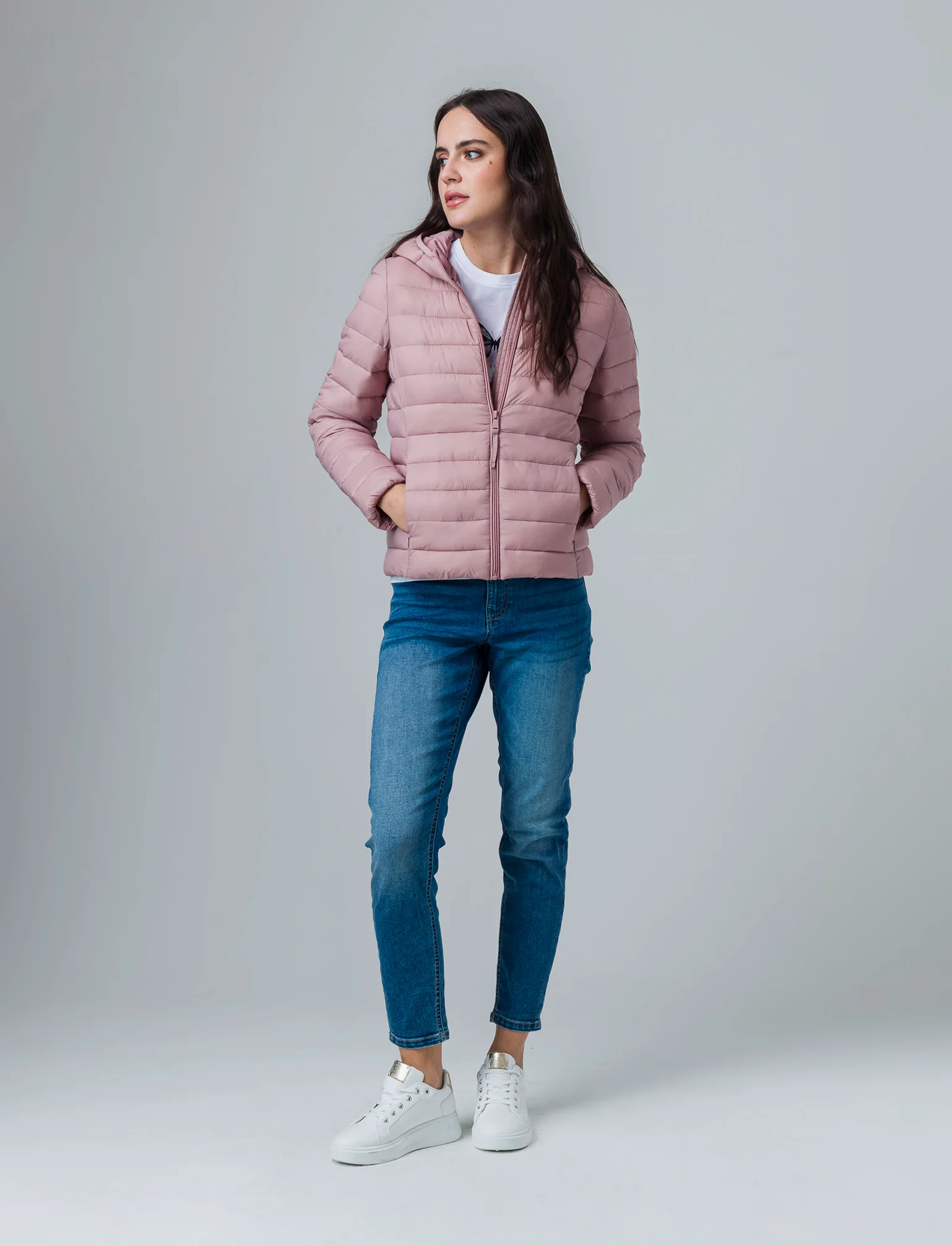 Giubbotto imbottito con cappuccio da donna - Rosa antico - Image 2