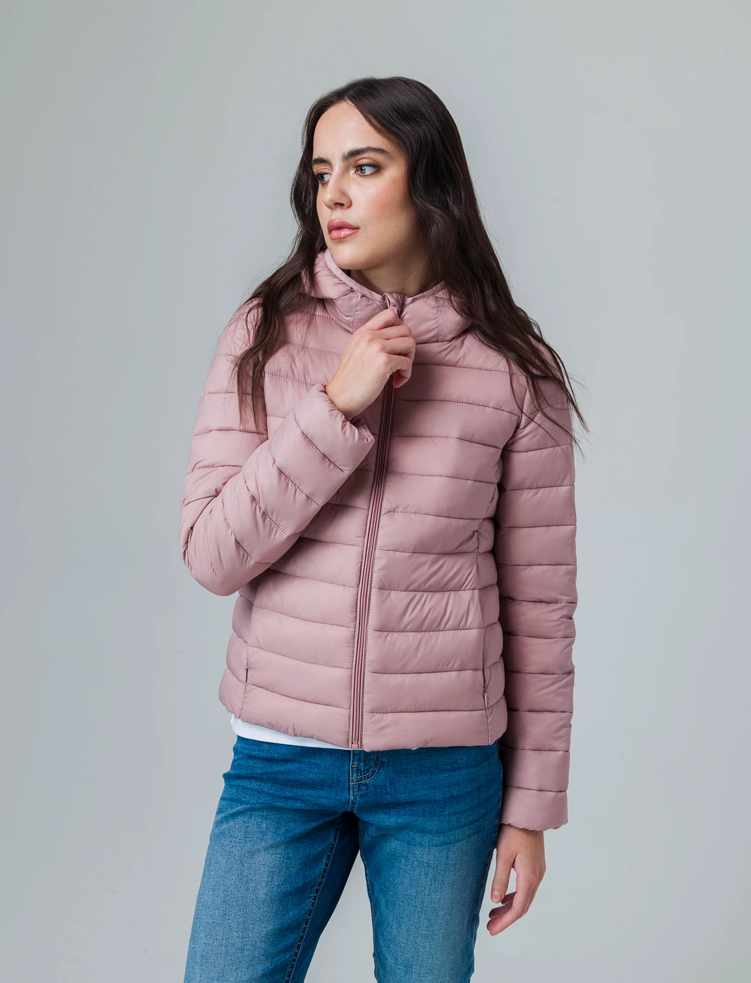Giubbotto imbottito con cappuccio da donna - Rosa antico - Image 3