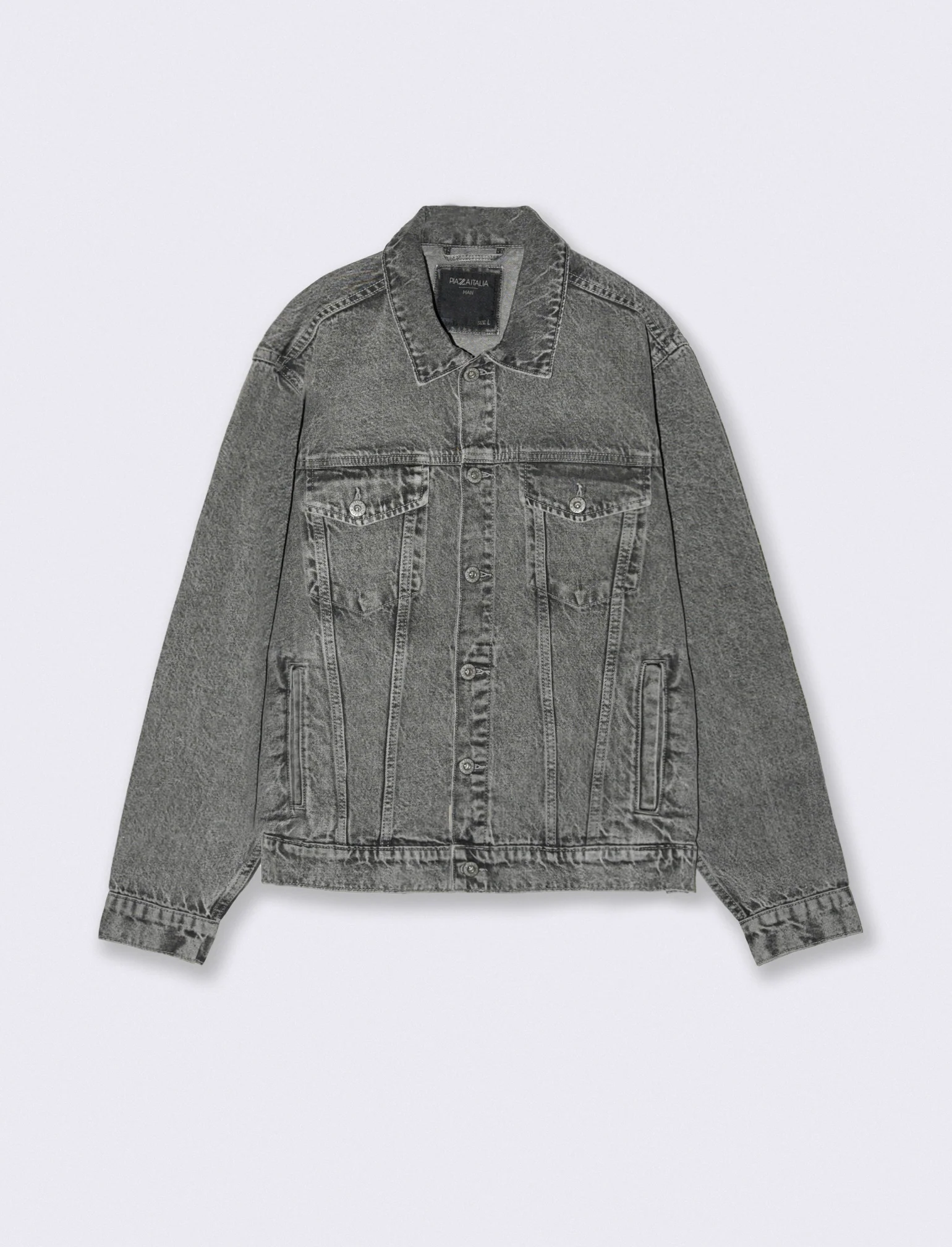 Giubbotto in denim effetto slavato - Grigio