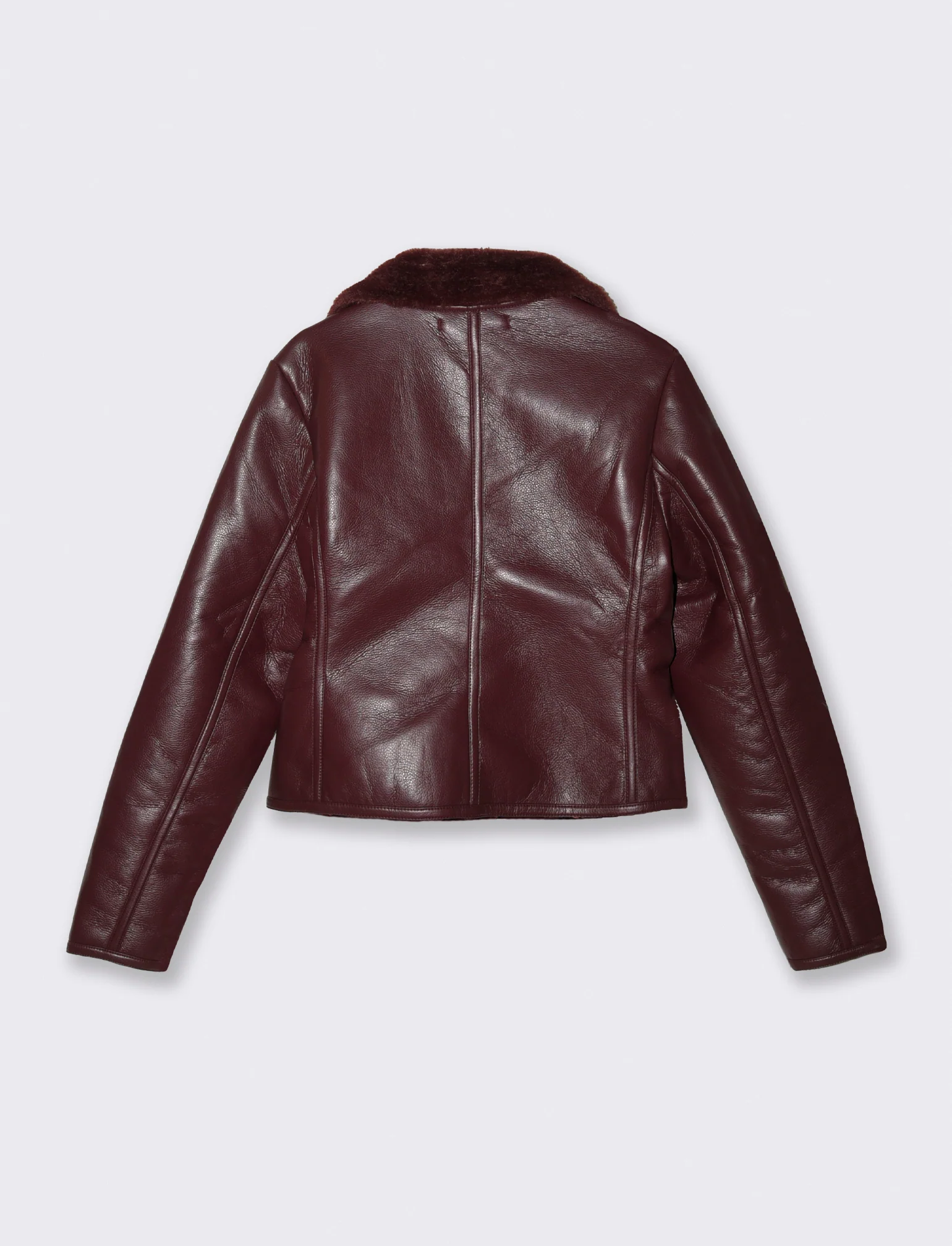 GIUBBOTTO MODELLO CHIODO CON INTERNO IN TESSUTO EFFETTO SHEARLING - Bordeaux - Image 2