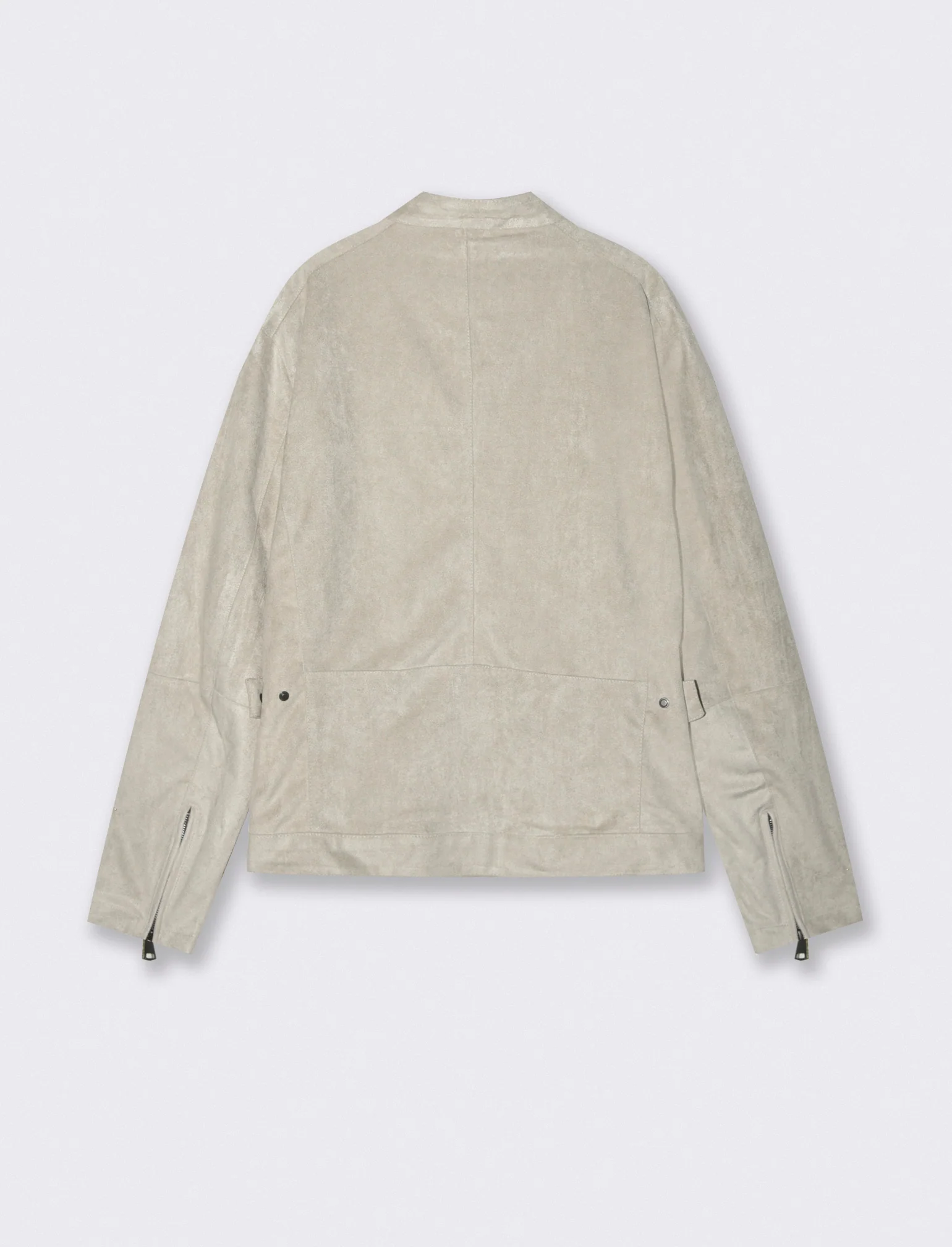 Giubbotto Scamosciato con Colletto Coreano - Beige - Image 5