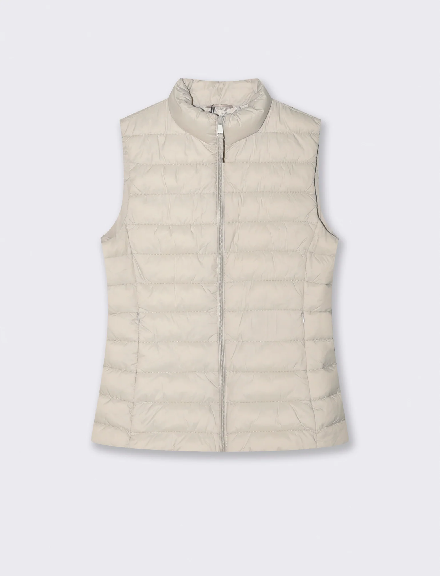 Giubbotto Smanicato Imbottito con Zip - Beige grano