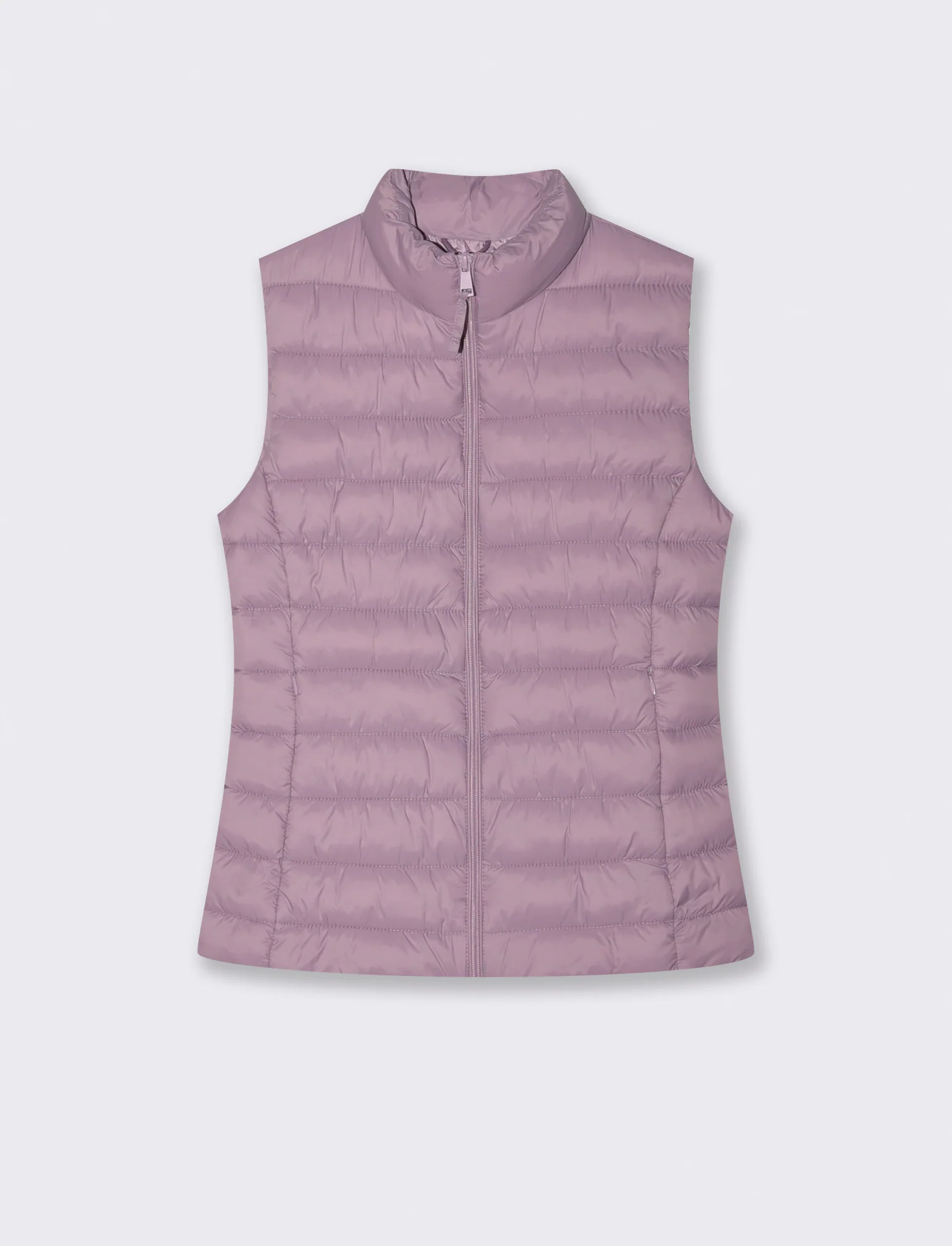 Giubbotto Smanicato Imbottito con Zip - Viola glicine
