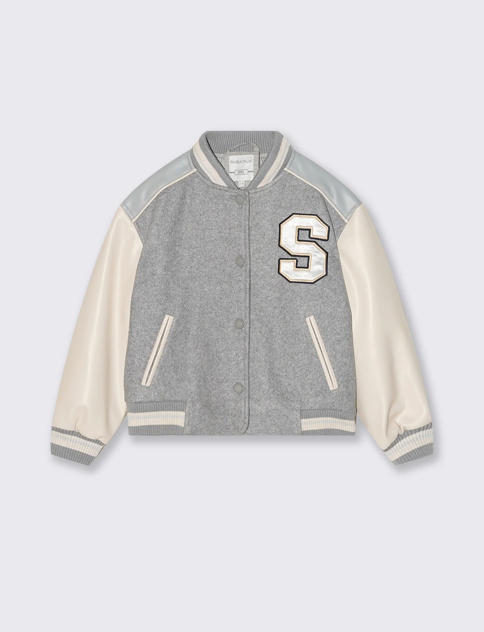 Giubbotto stile college con patches - Grigio mel.