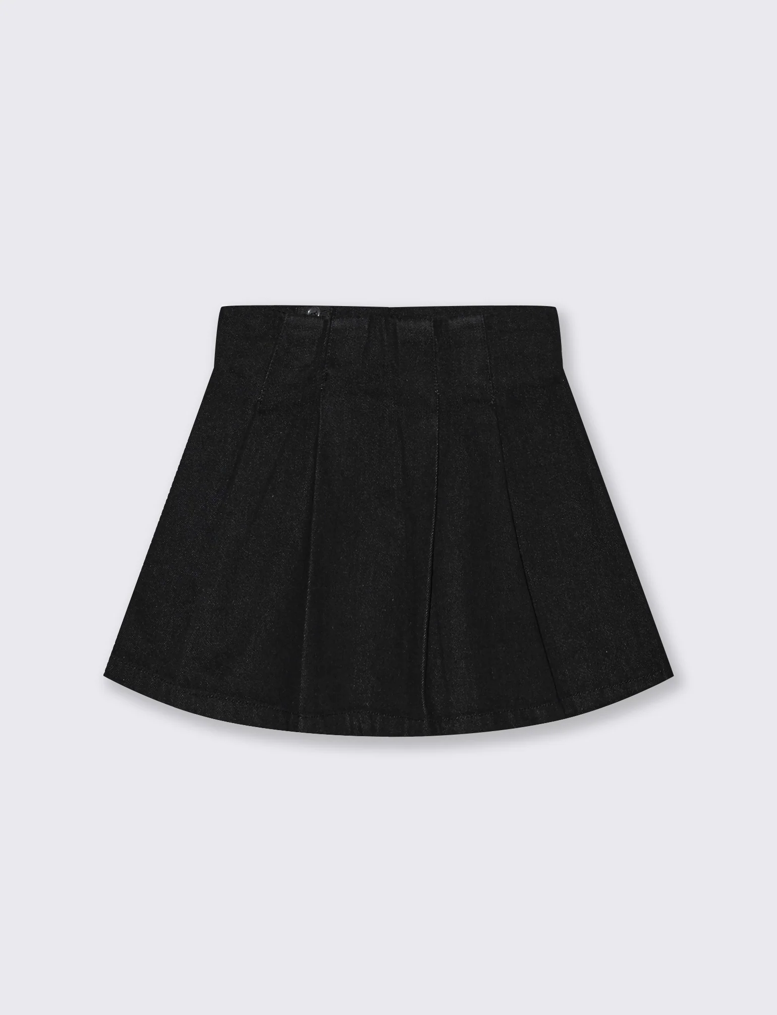 Gonna a pieghe in denim con borchie - Nero - Image 3