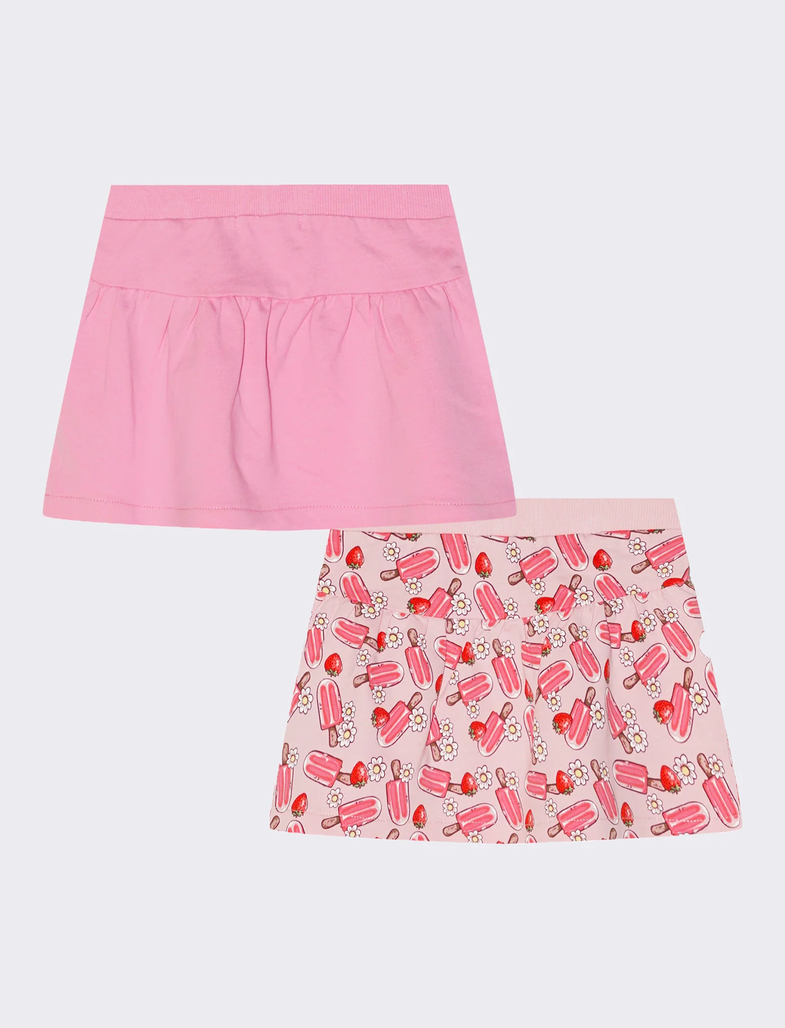 Gonna bipack: tinta unita e fantasia - Rosa - Image 2