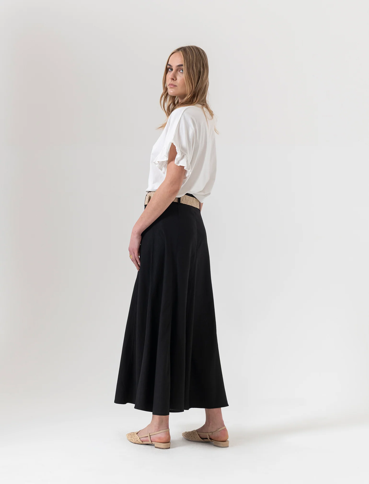 Gonna con cintura da donna - Nero - Image 2
