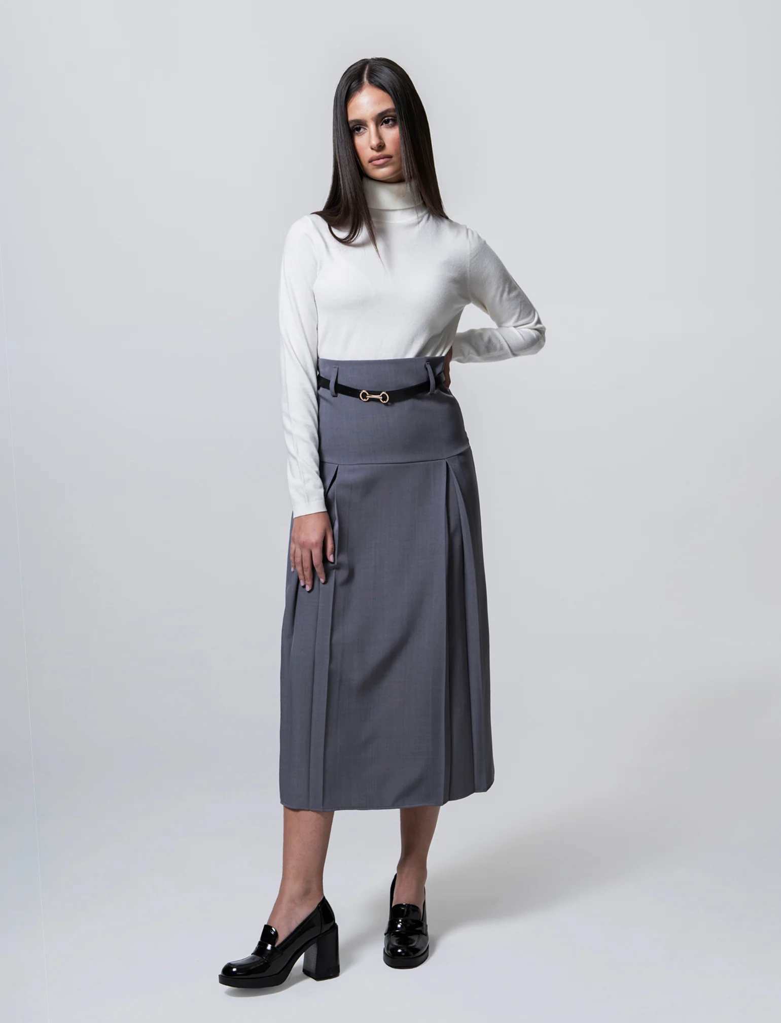 GONNA CON CINTURA - Grigio - Image 3
