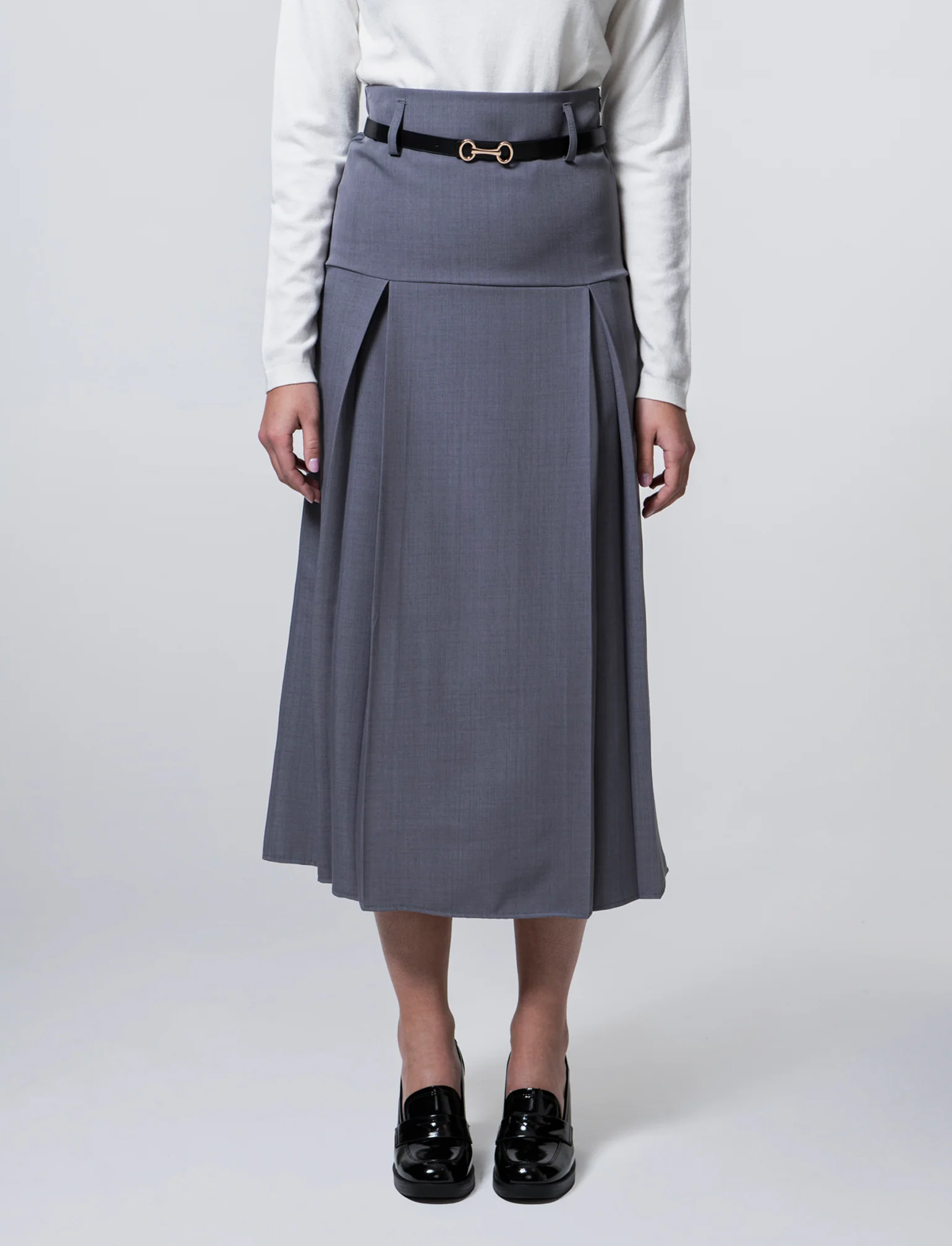 GONNA CON CINTURA - Grigio - Image 4
