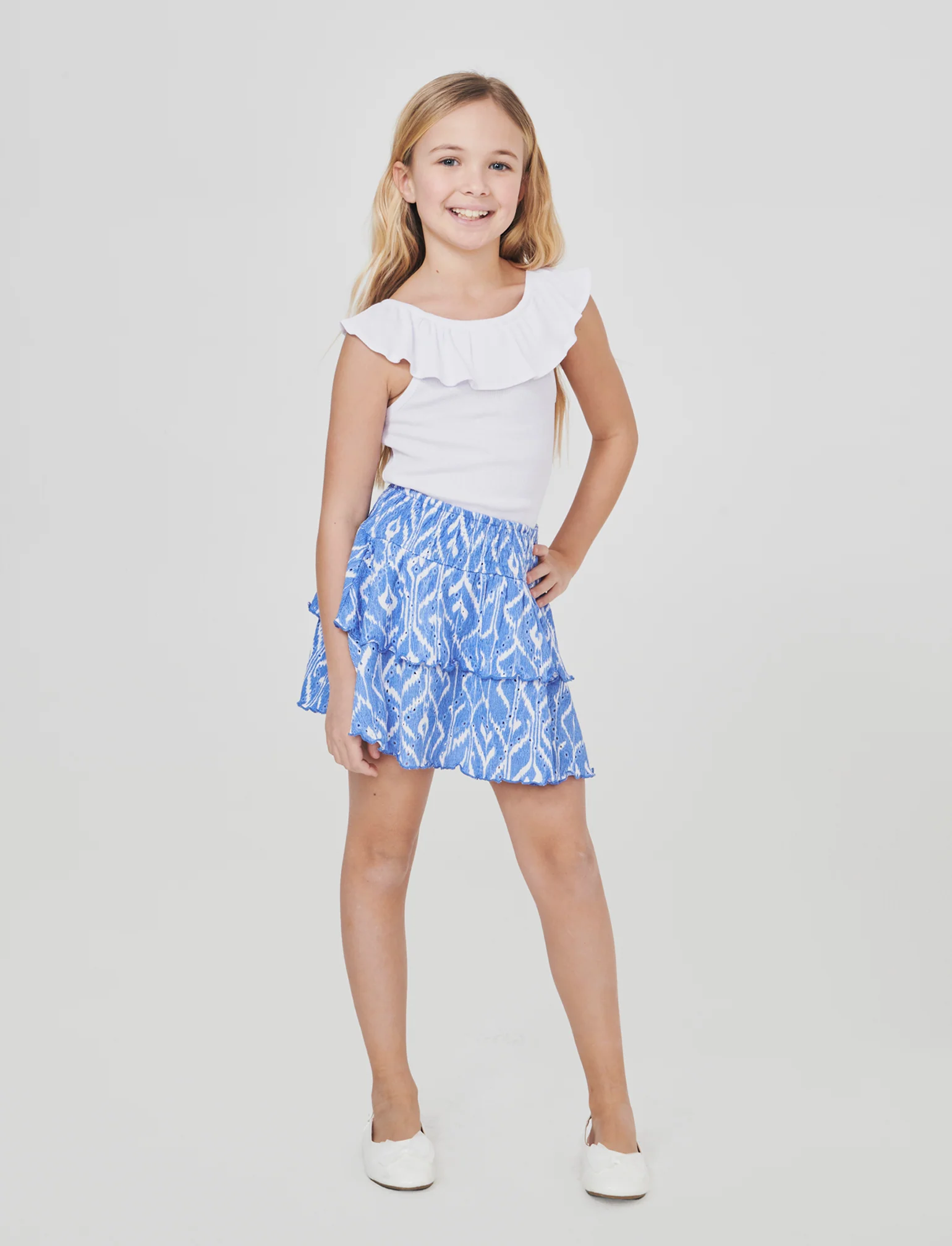 Gonna con rouches per serate estive bambina - Fantasia - Image 3