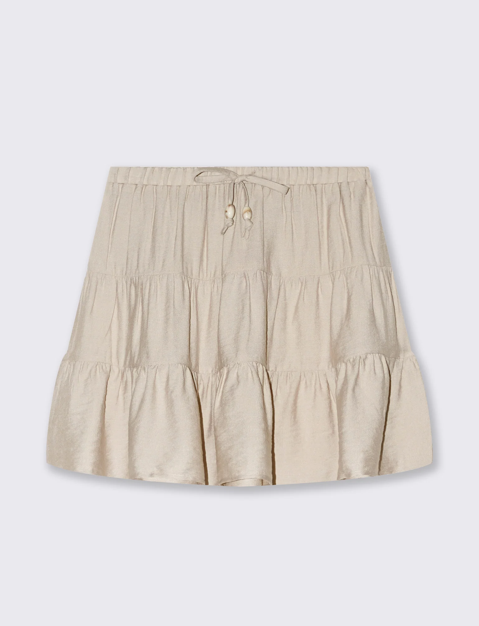 Gonna corta con balze da donna - Beige corda - Image 4