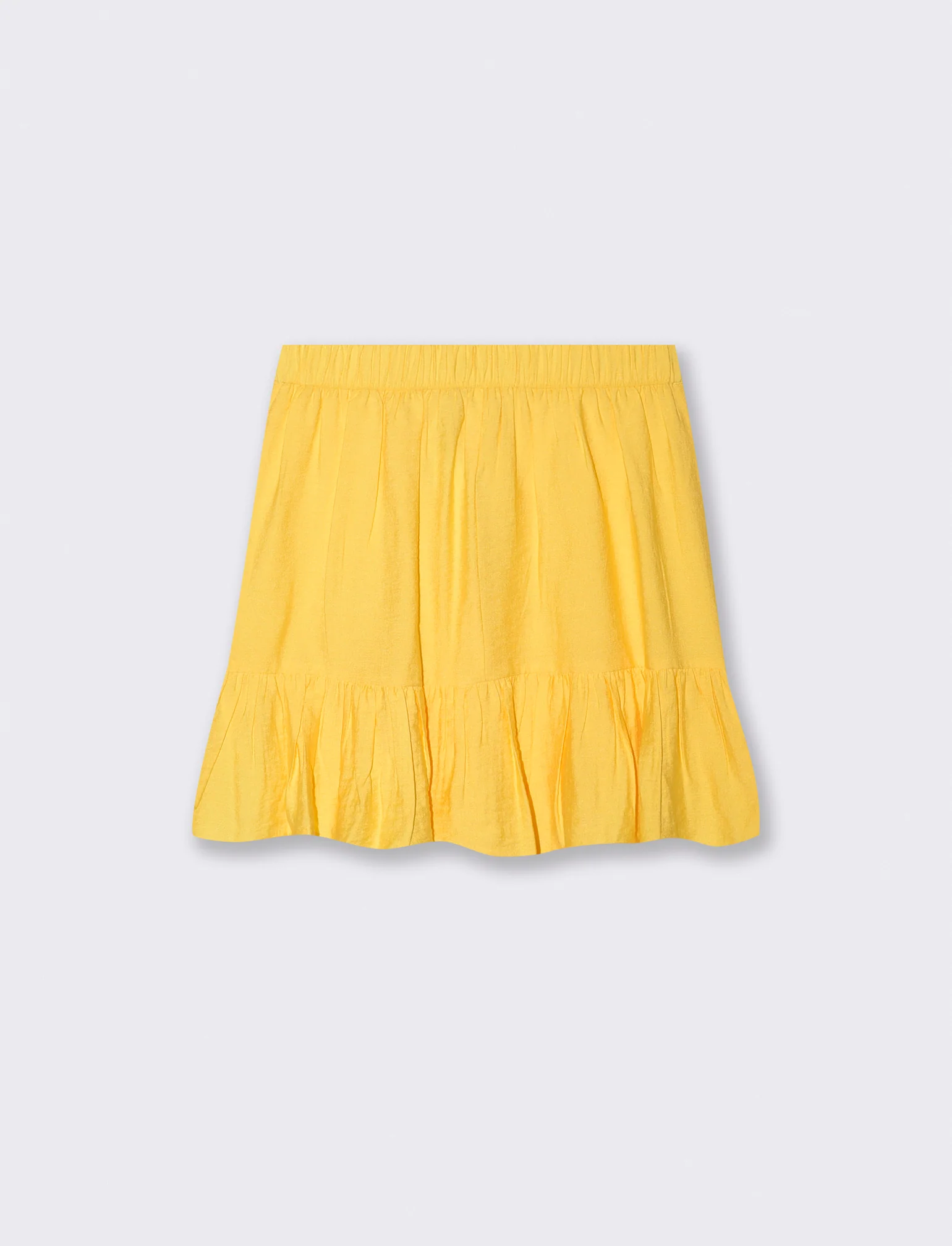 Gonna corta con rouches e fiocco davanti - Giallo limone - Image 2