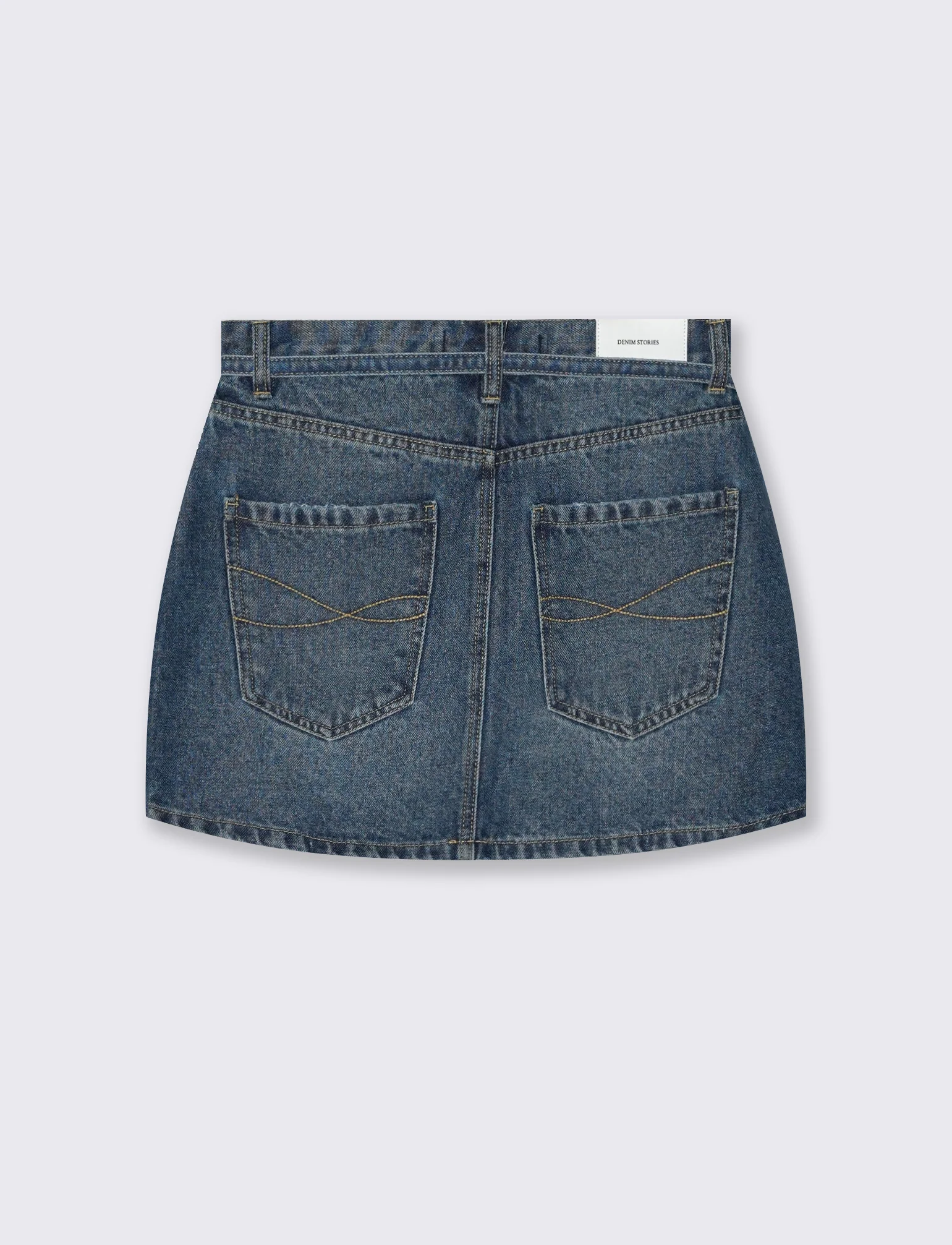 Gonna corta denim con cordino in vita - DENIM SCURO - Image 2