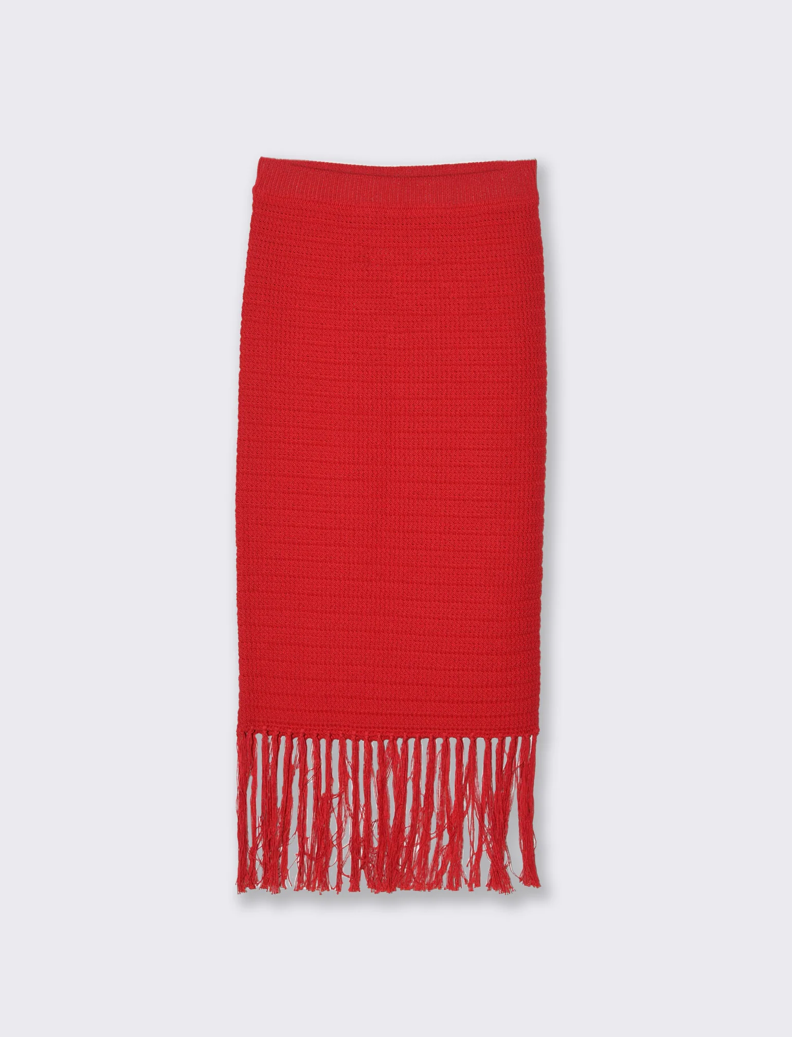 Gonna crochet con frange da donna - Rosso scarlatto - Image 3
