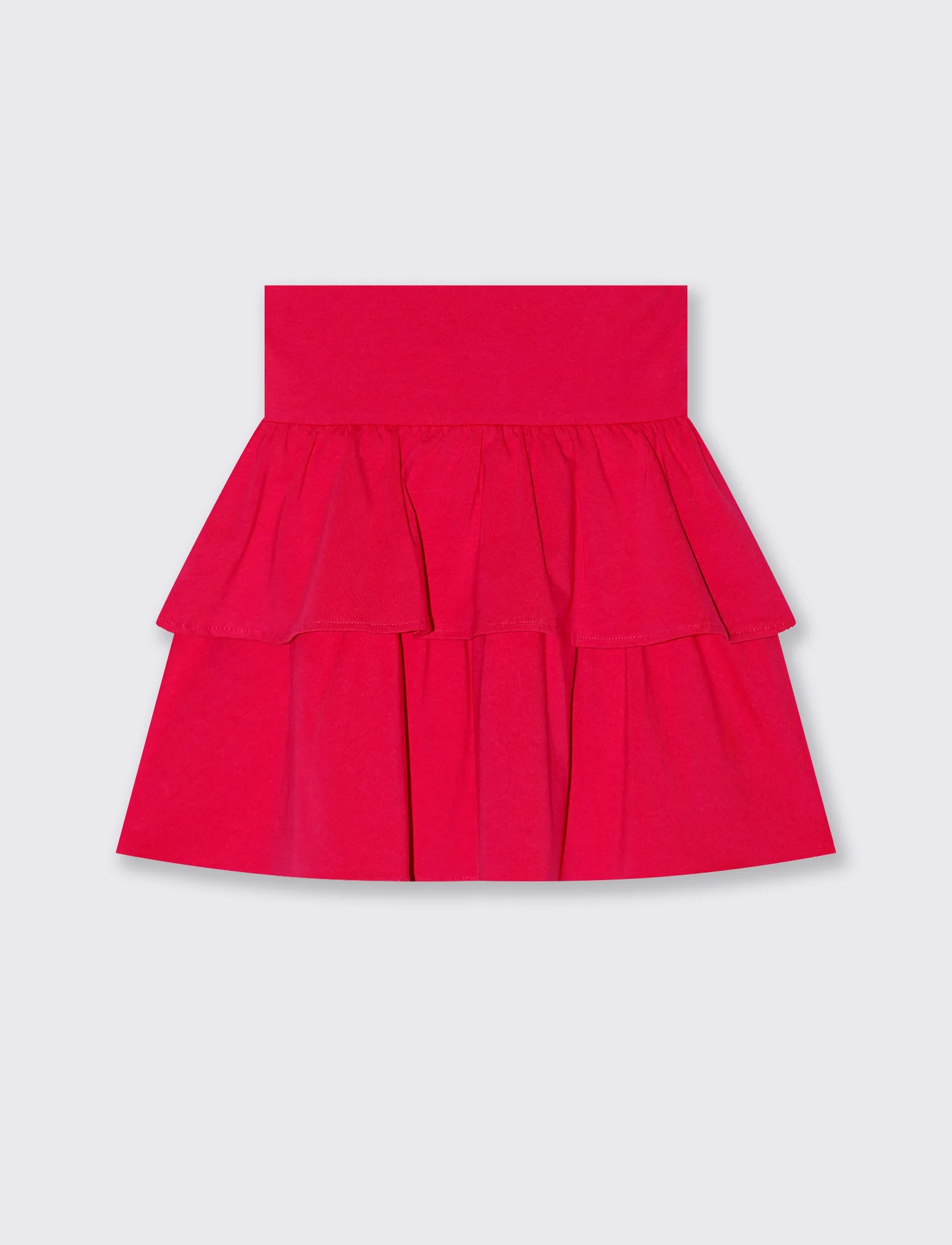 Gonna da bambina in cotone con balze - Fuxia