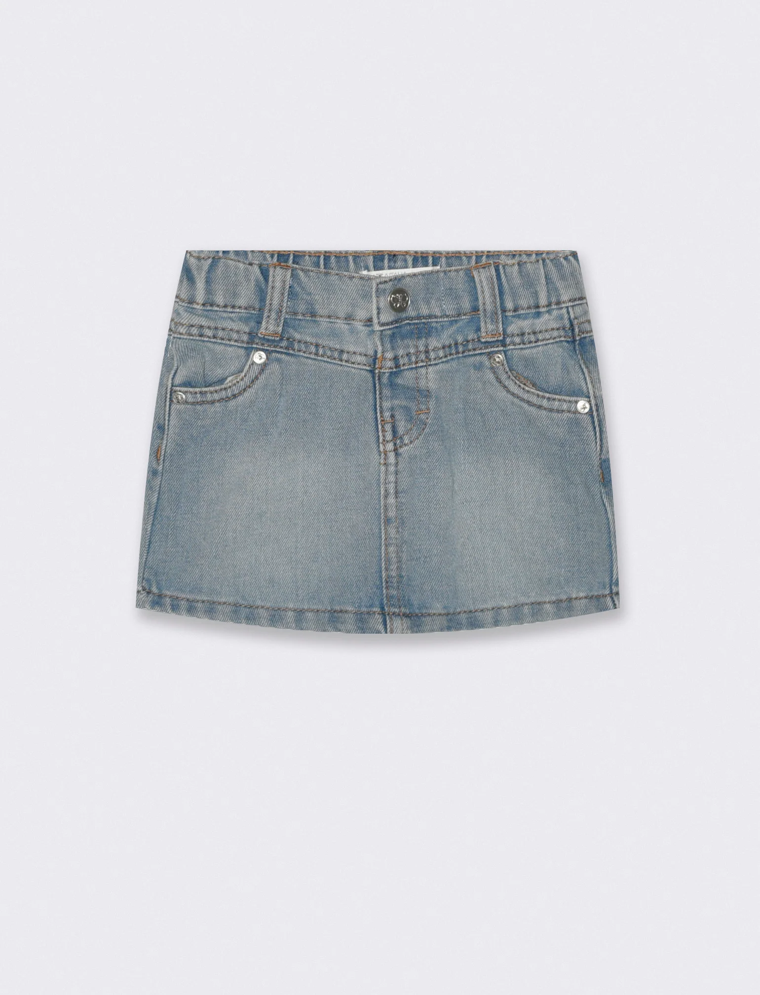 Gonna di jeans basica con tasche quotidiane - Denim chiaro - Image 2