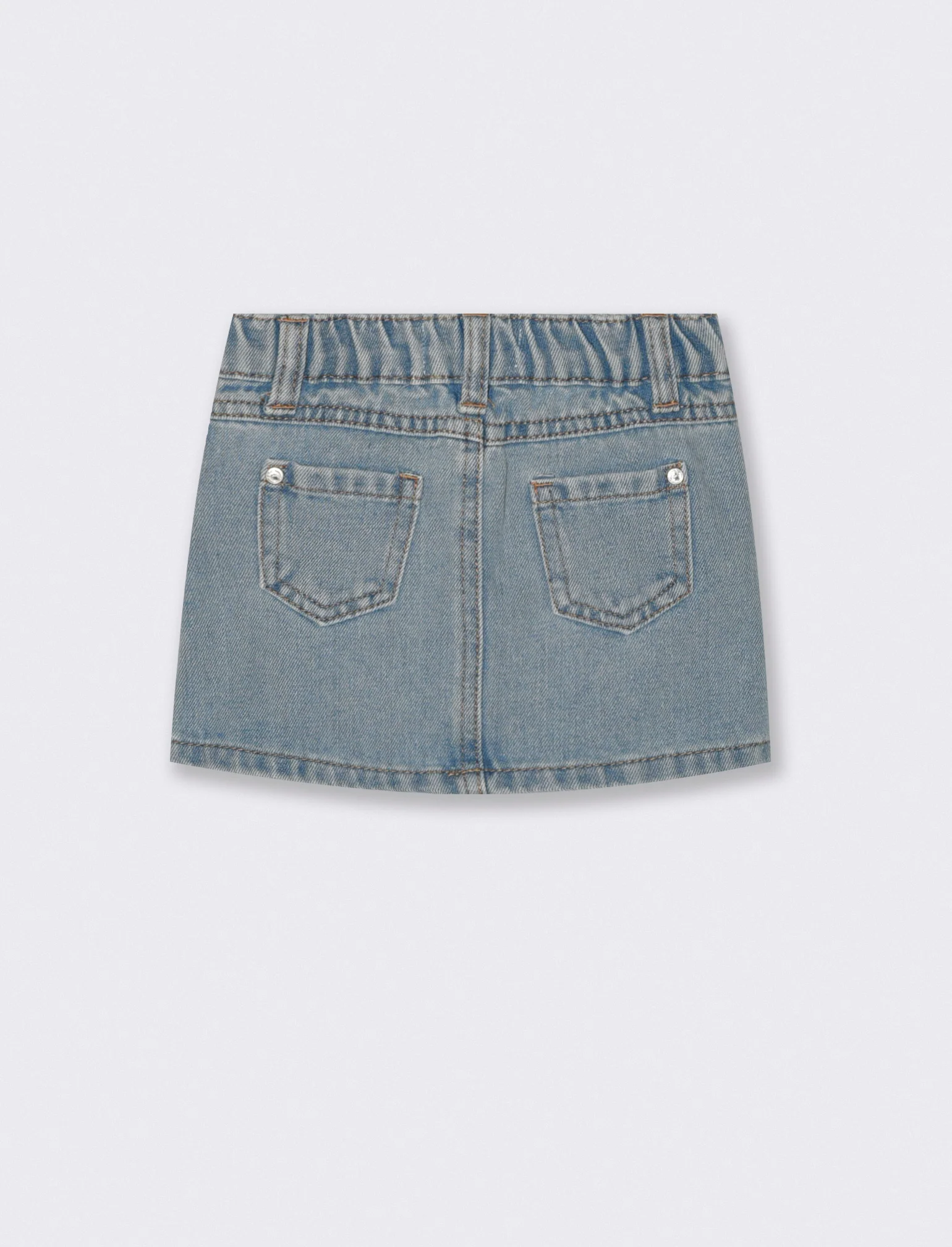 Gonna di jeans basica con tasche quotidiane - Denim chiaro - Image 3