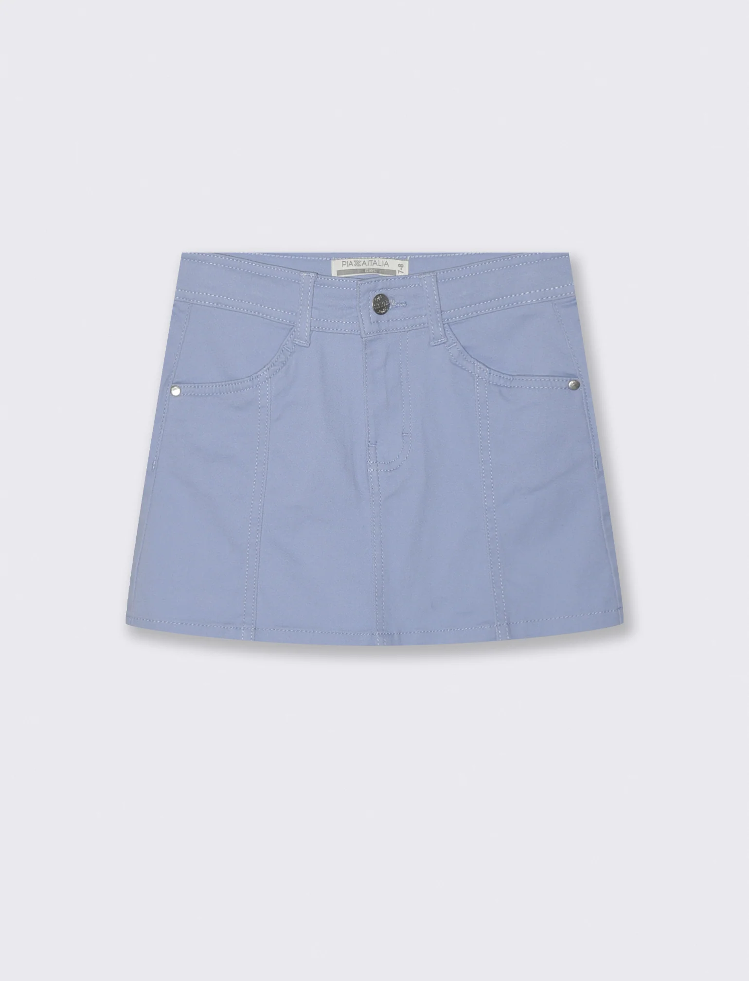 Gonna elastica con tasche e pinces - Azzurro