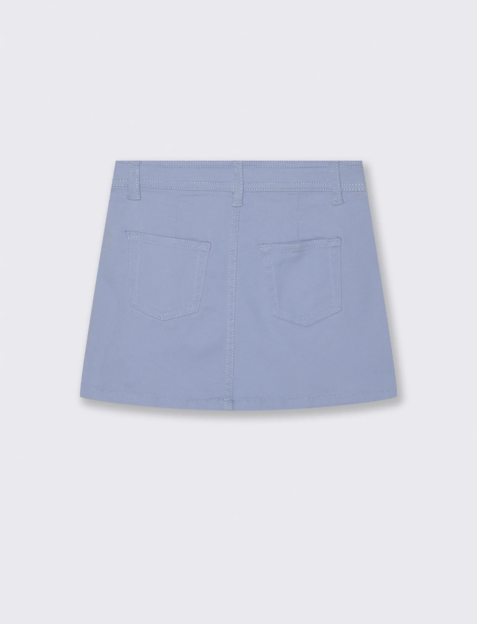 Gonna elastica con tasche e pinces - Azzurro - Image 2