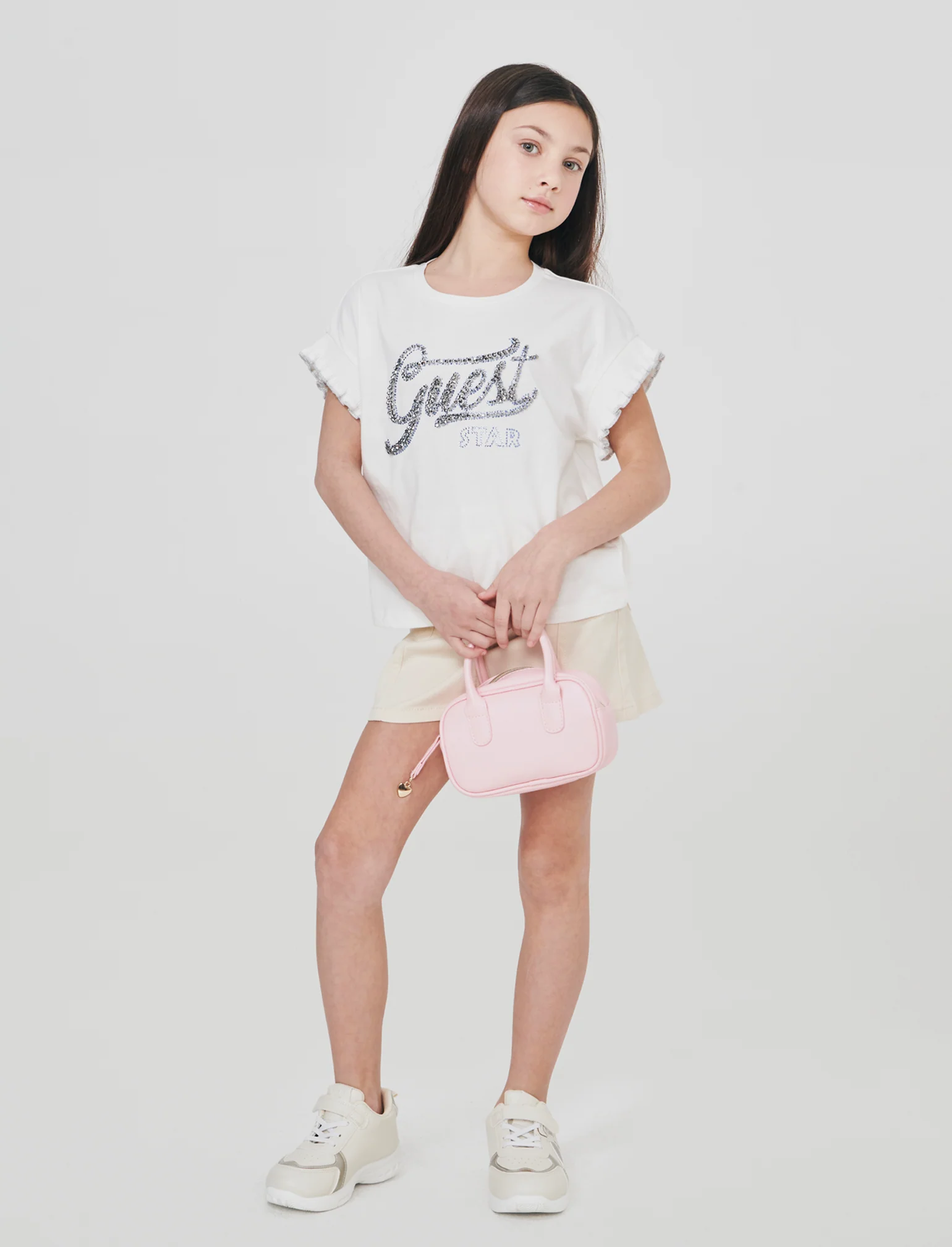 Gonna elastica con tasche e pinces - Beige - Image 3