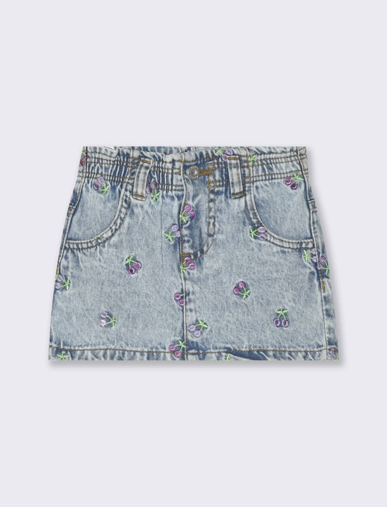 Gonna in denim con ricami da neonata - Denim