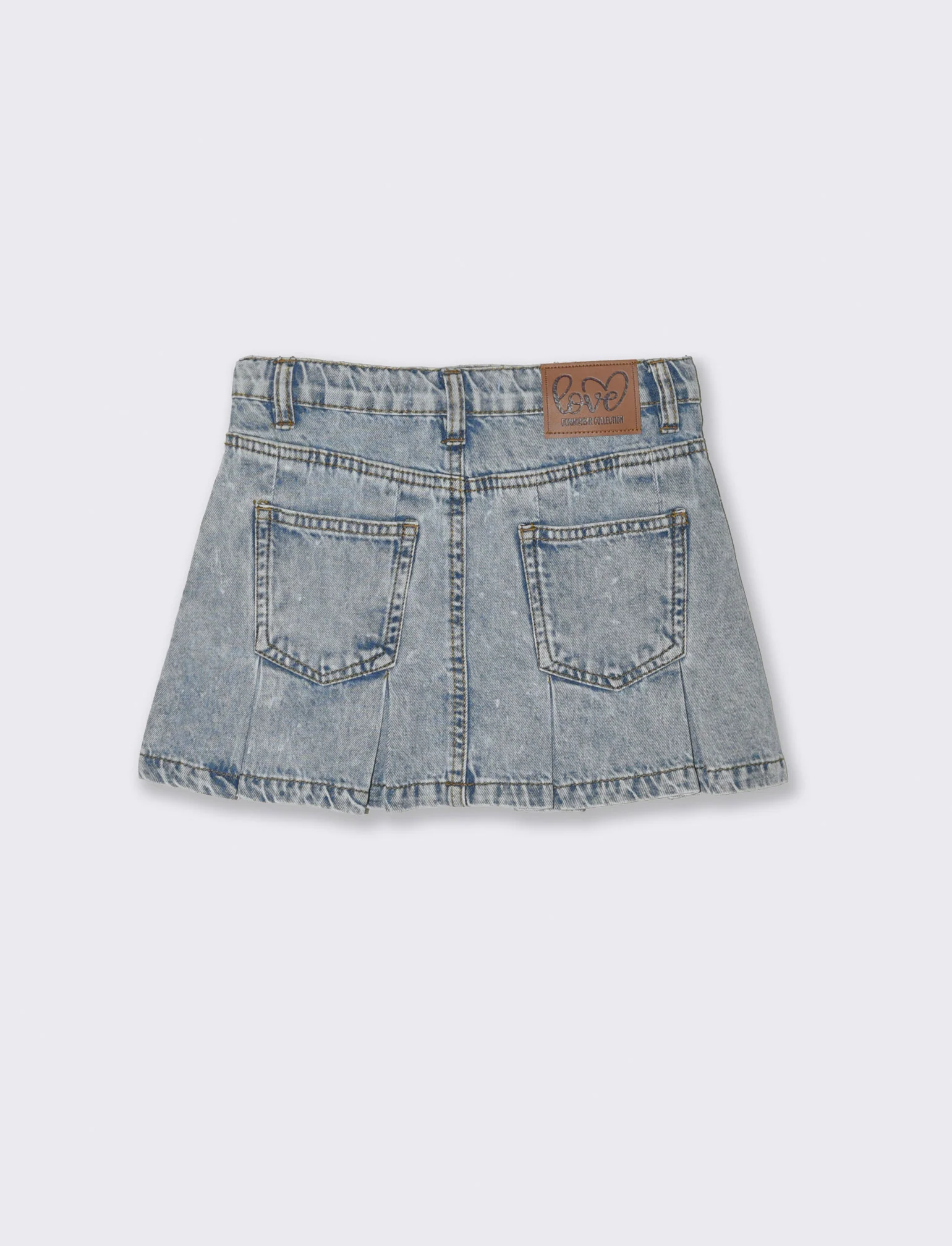 Gonna in denim con tasconi da bambina - Denim - Image 5
