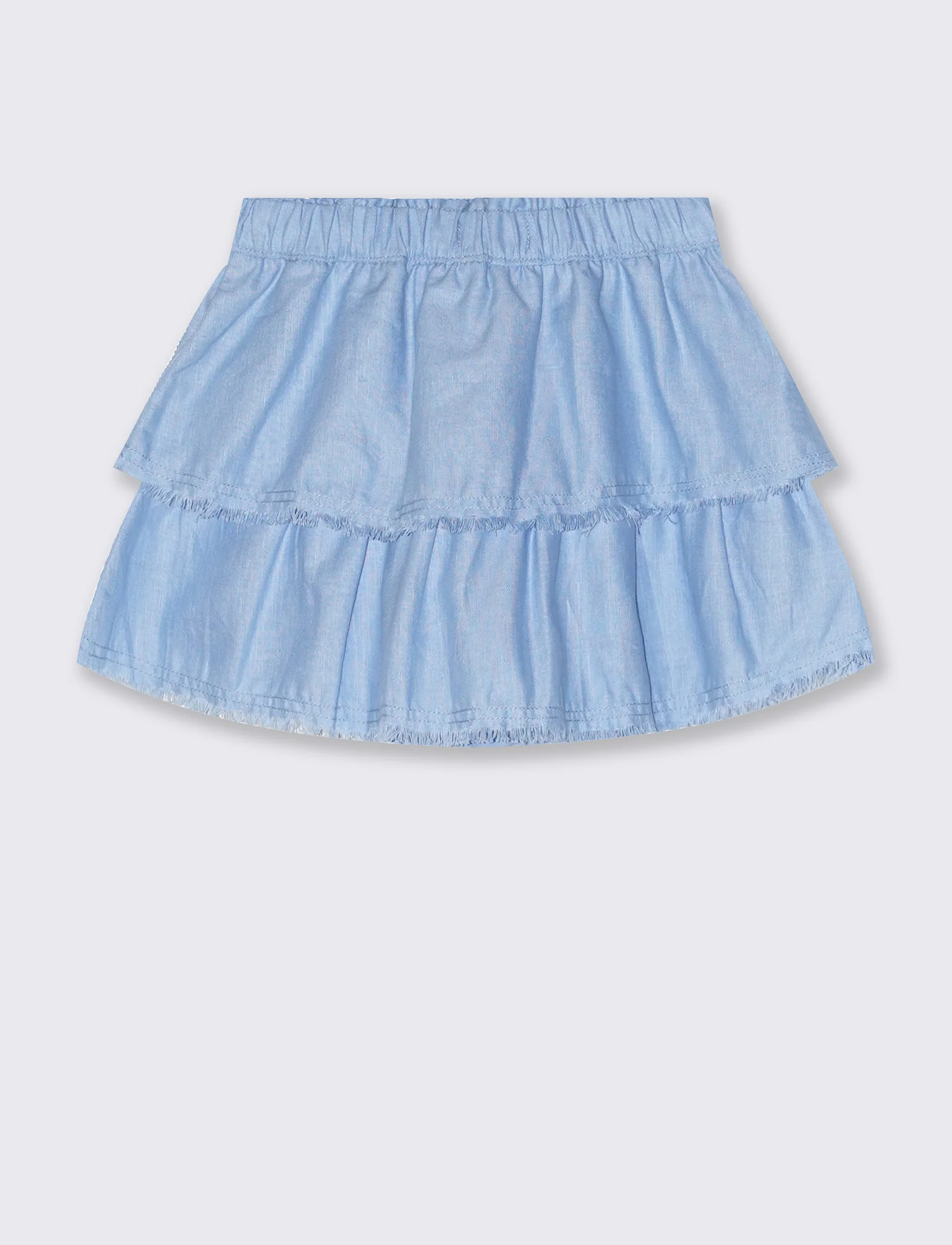 Gonna in misto lino con pantaloncino interno - Azzurro - Image 2