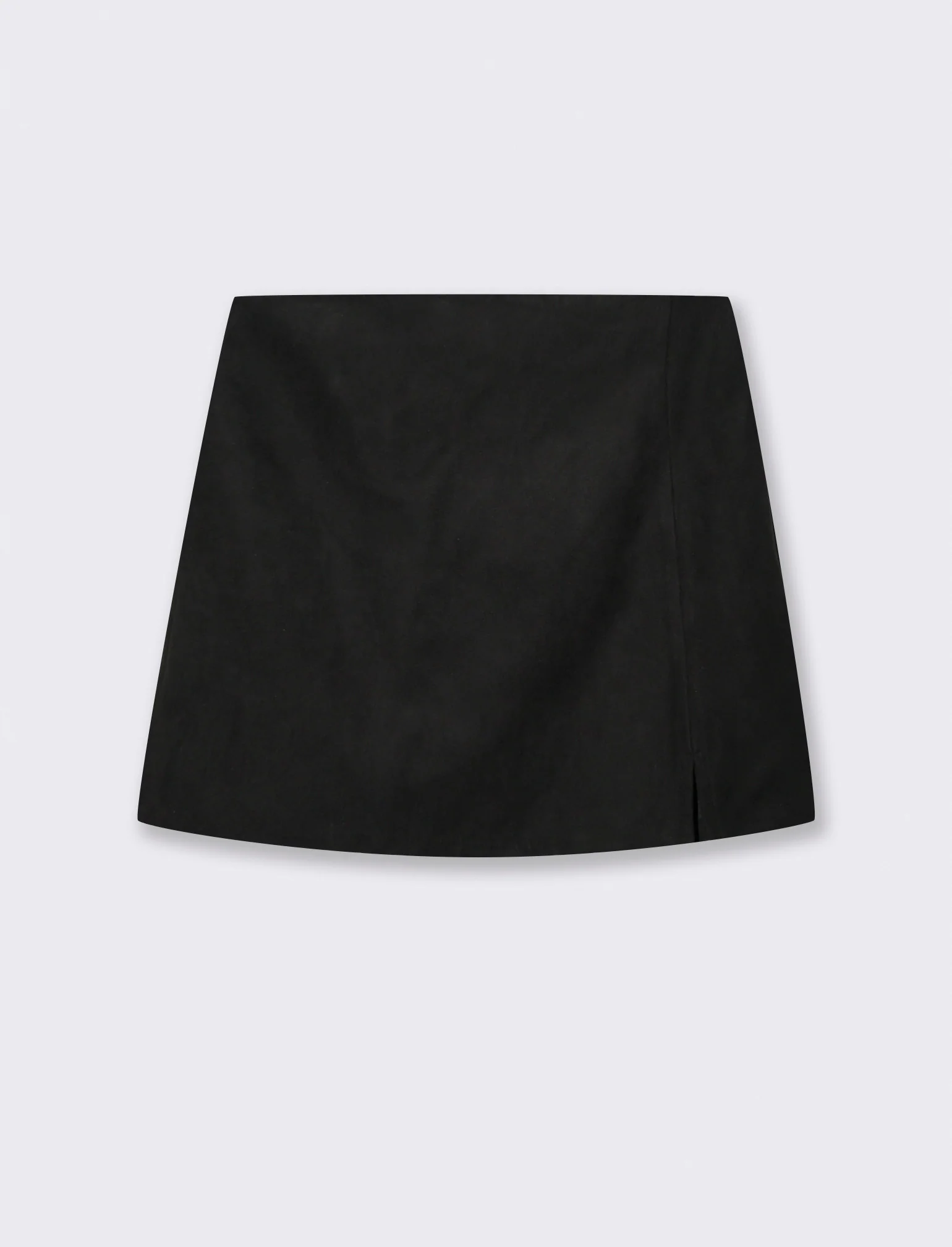 Gonna in tessuto scamosciato con spacco - Nero