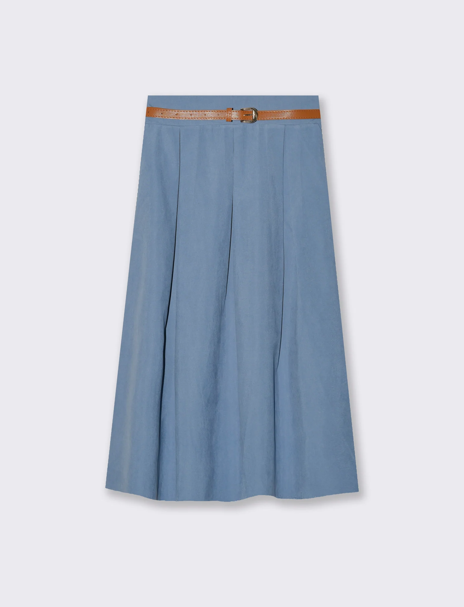 Gonna in tessuto tecnico con cintura - Denim - Image 3