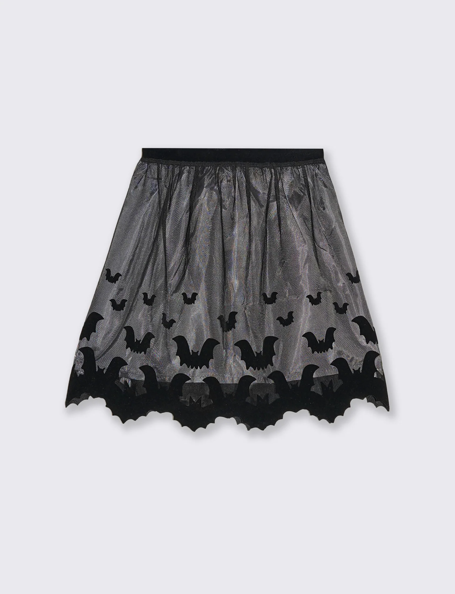 Gonna in tulle da bambina con stampa flock a tema Halloween. - Nero - Image 2
