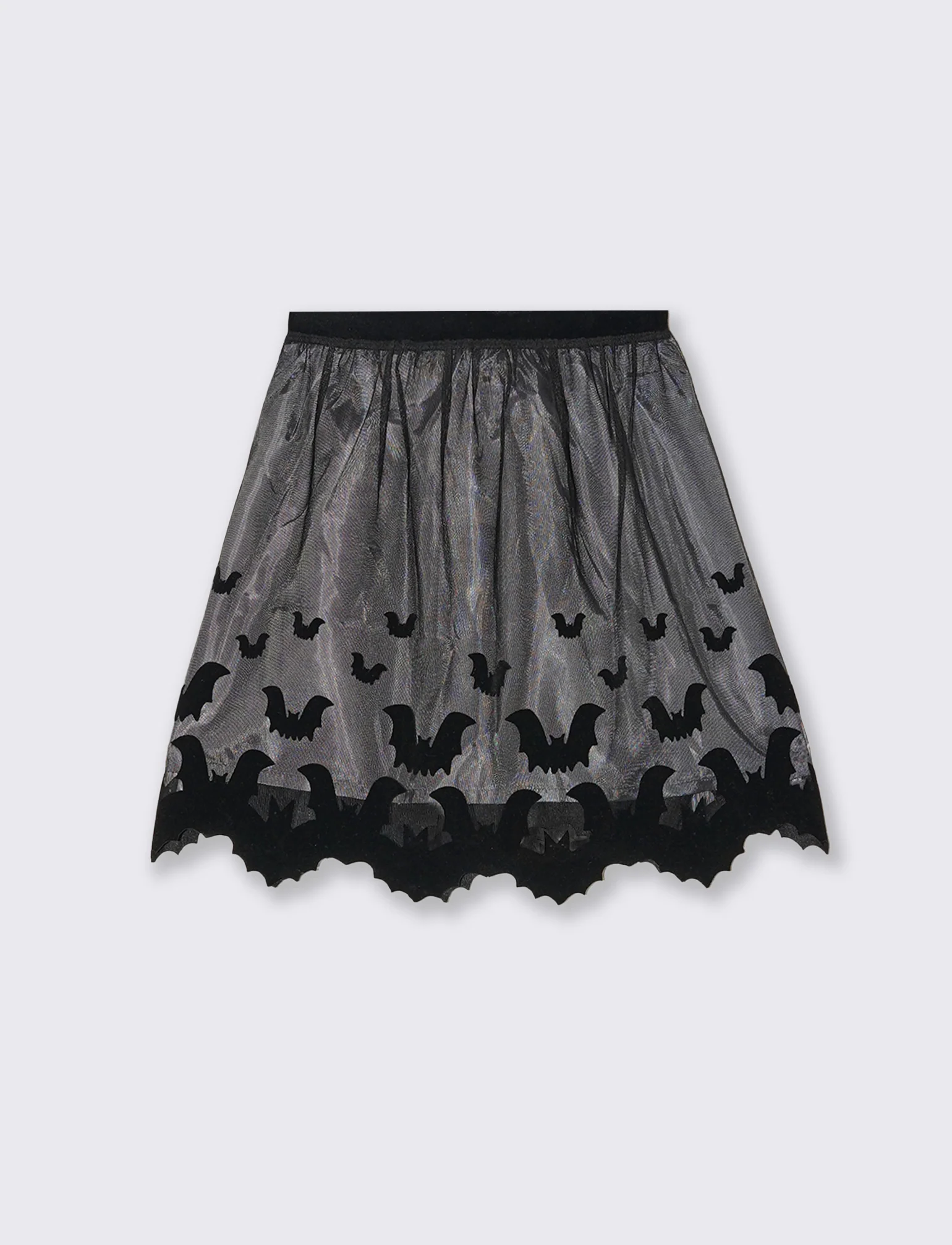 Gonna in tulle da bambina con stampa flock a tema Halloween. - Nero - Image 3