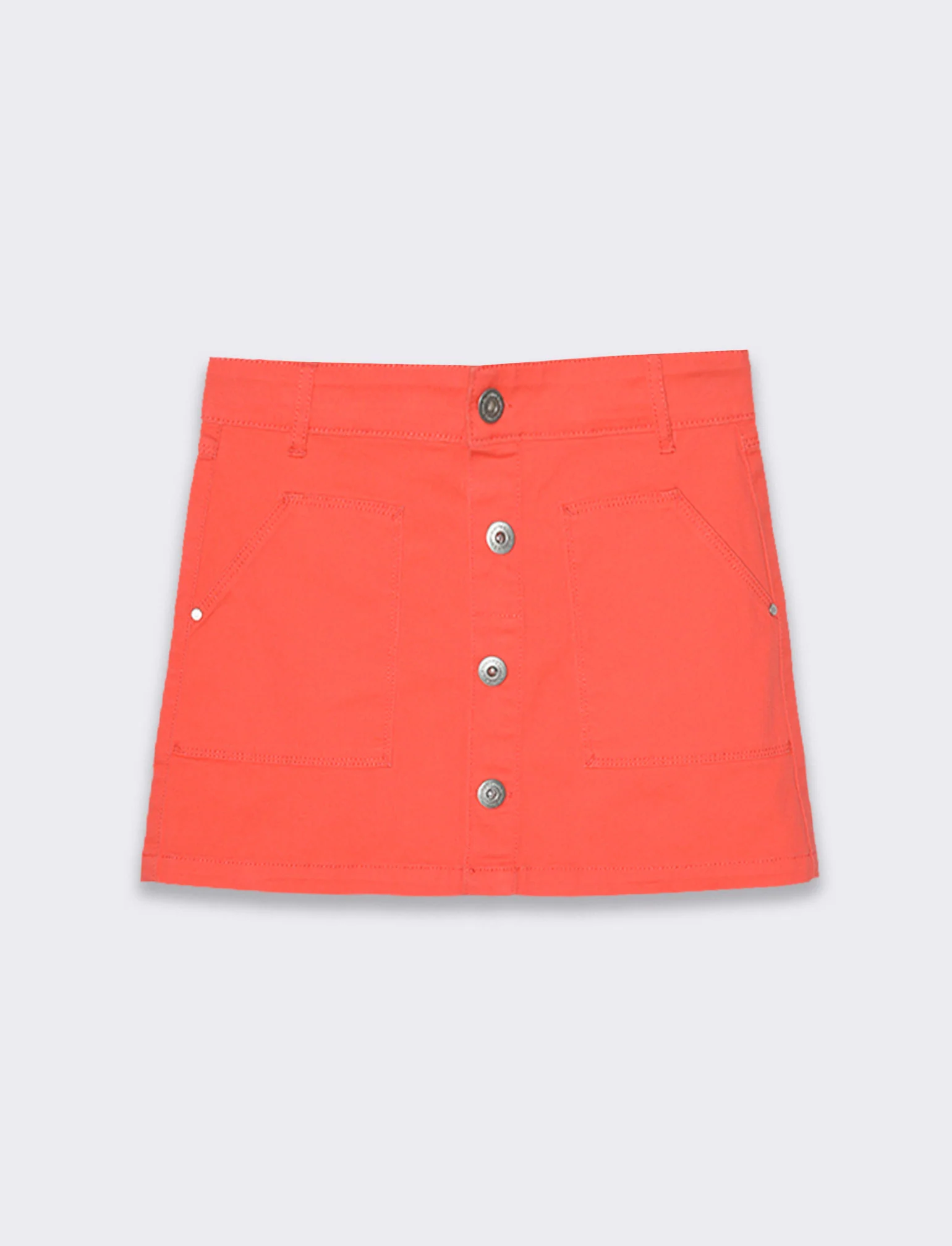 Gonna in twill di cotone elastico da bambina - Corallo