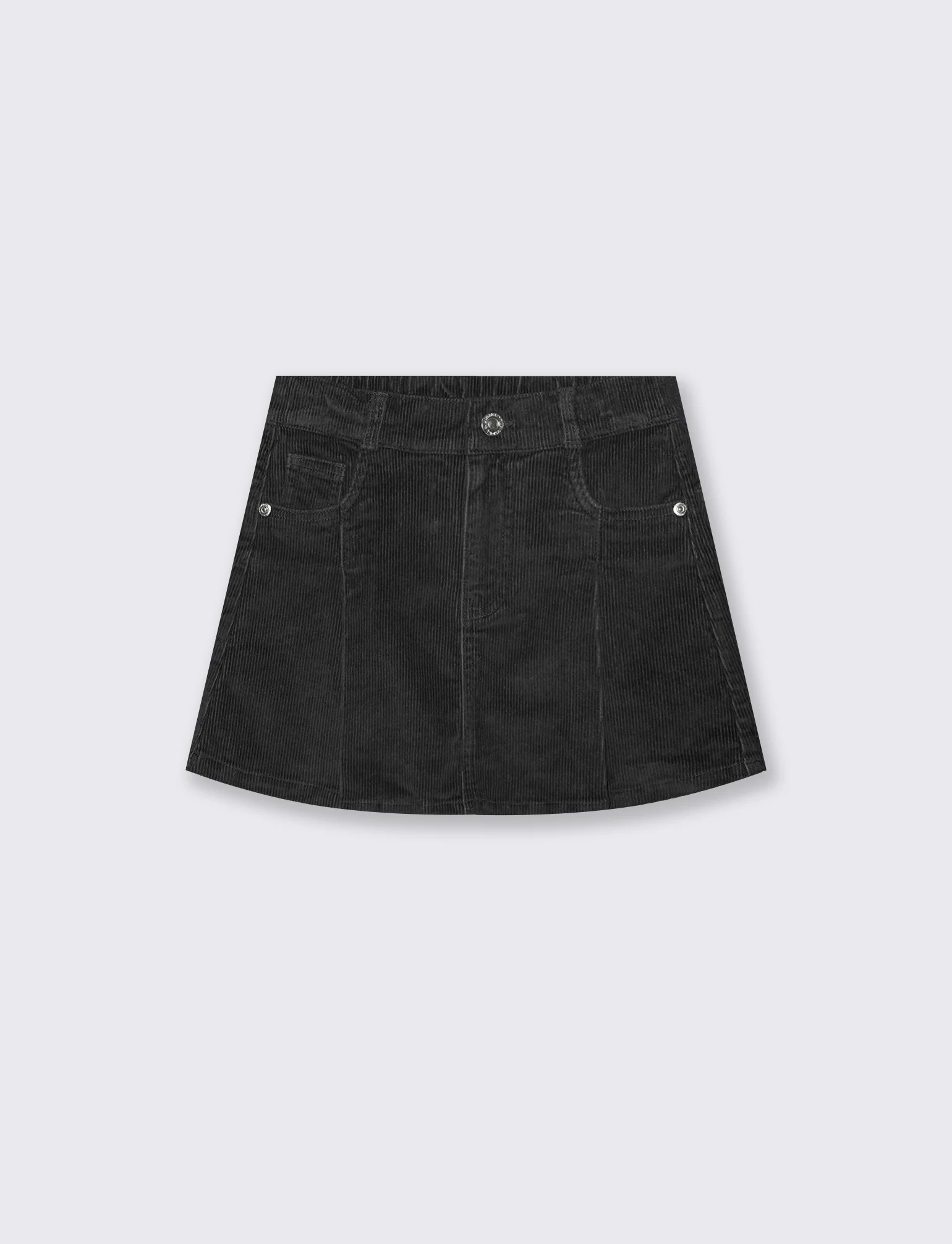 Gonna in velluto elastico da bambina. - Nero