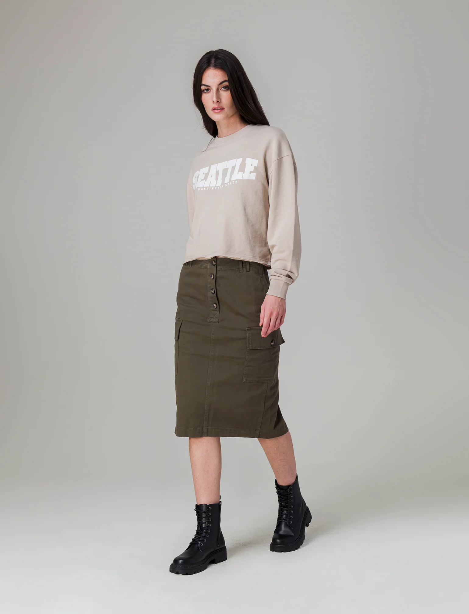 Gonna longuette con tasche da donna - Ve.milit. - Image 3