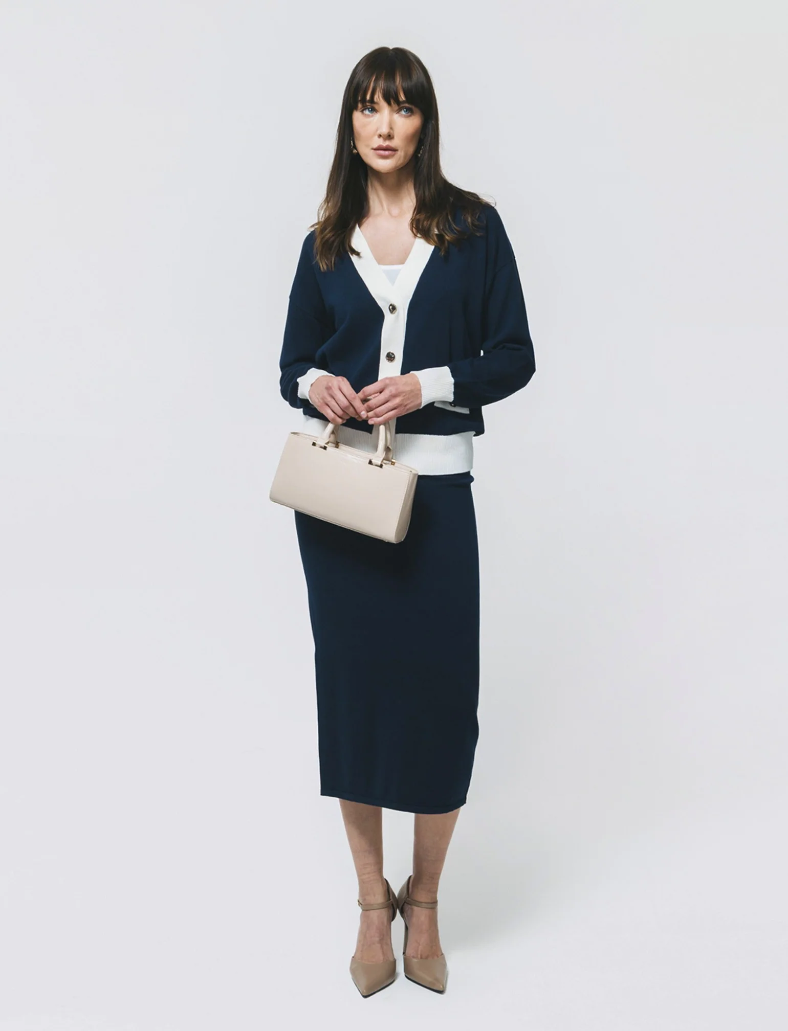 Gonna Longuette con Tasche e Bottoni - Blu - Image 3