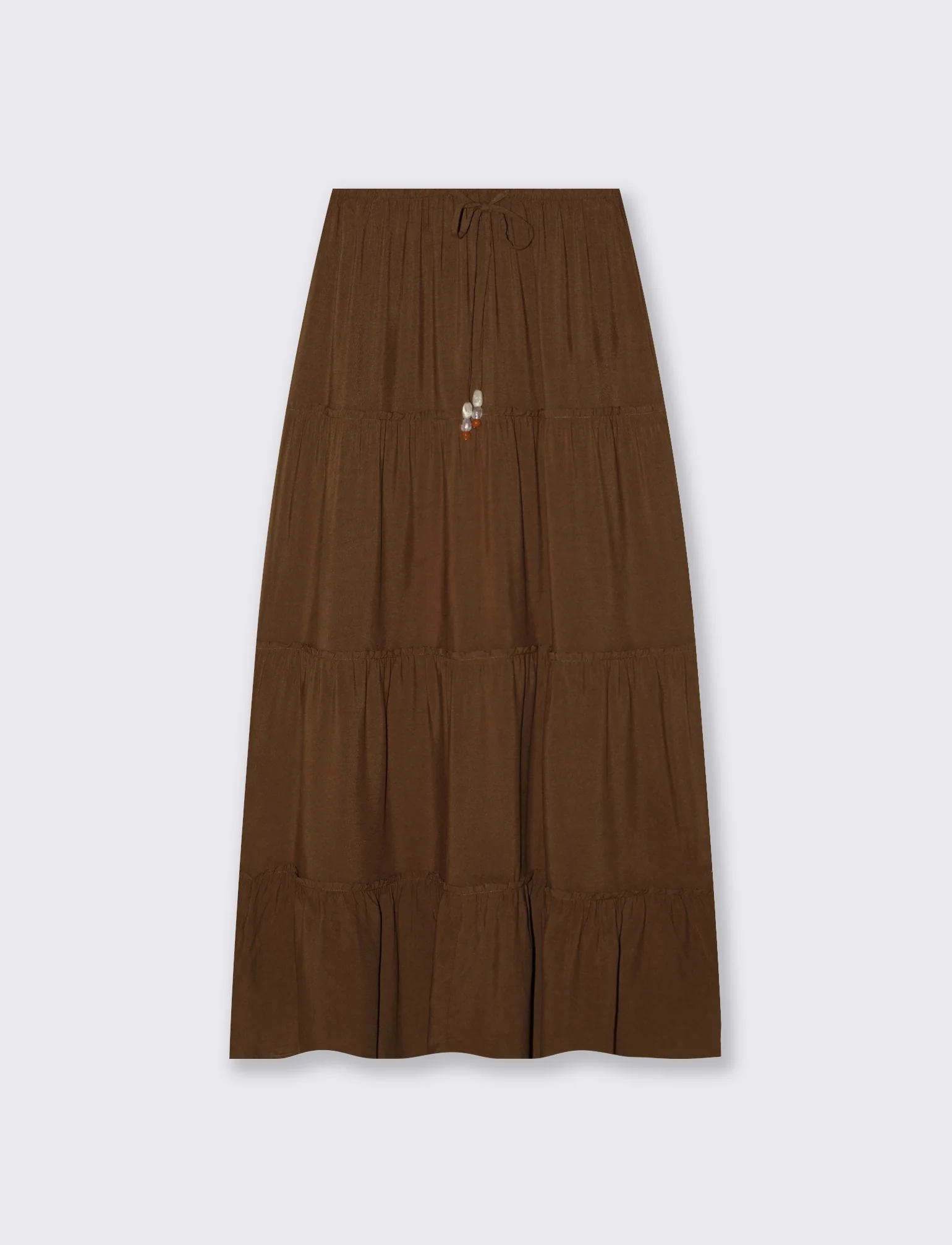 Gonna lunga con coulisse in vita - Marrone cioccolato