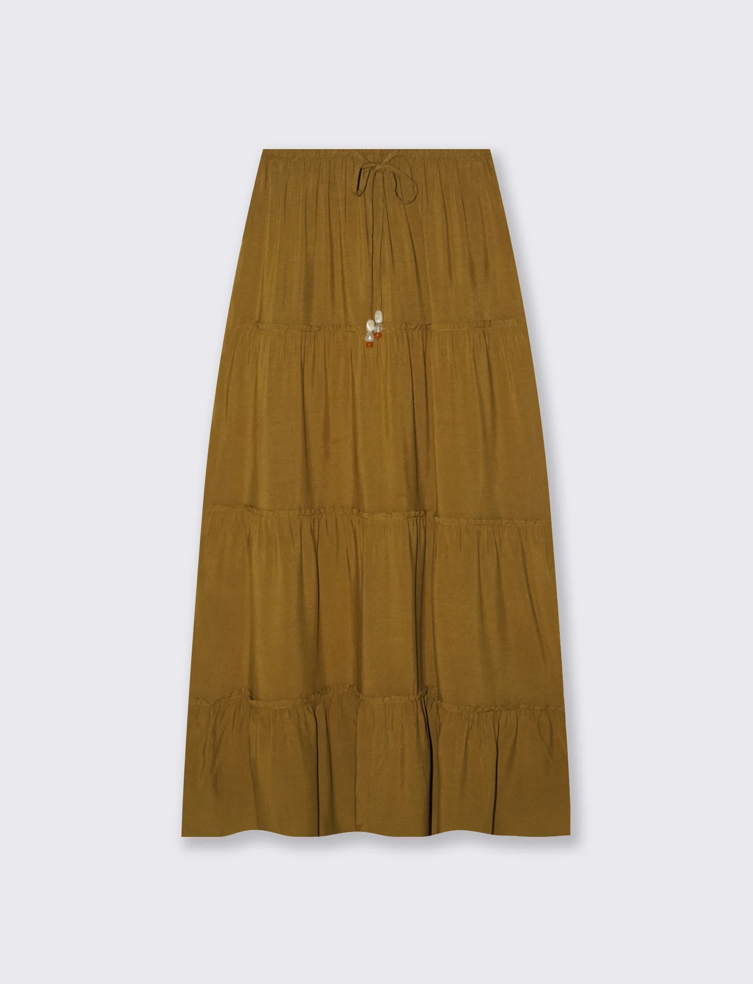 Gonna lunga con coulisse in vita - Verde oliva