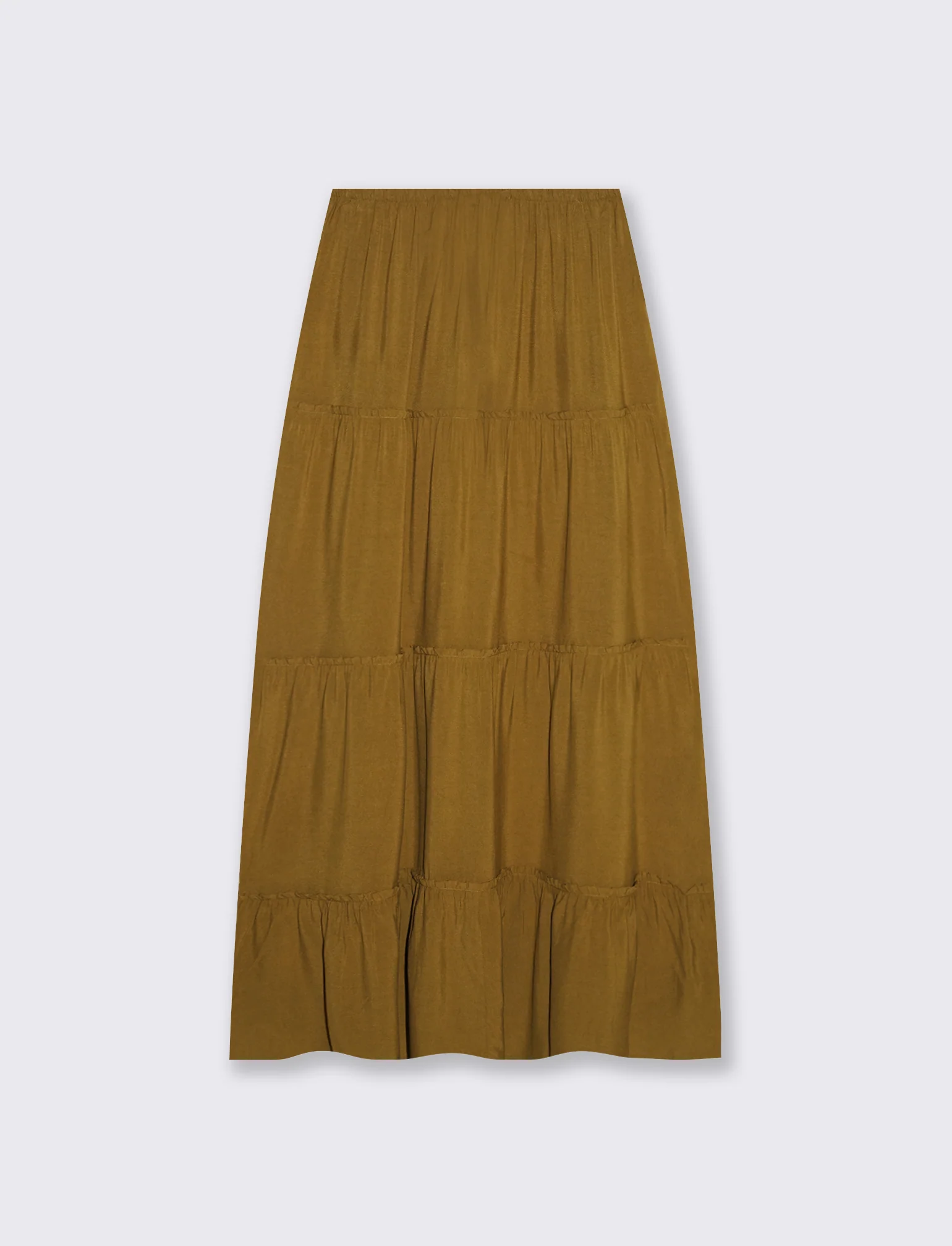 Gonna lunga con coulisse in vita - Verde oliva - Image 2